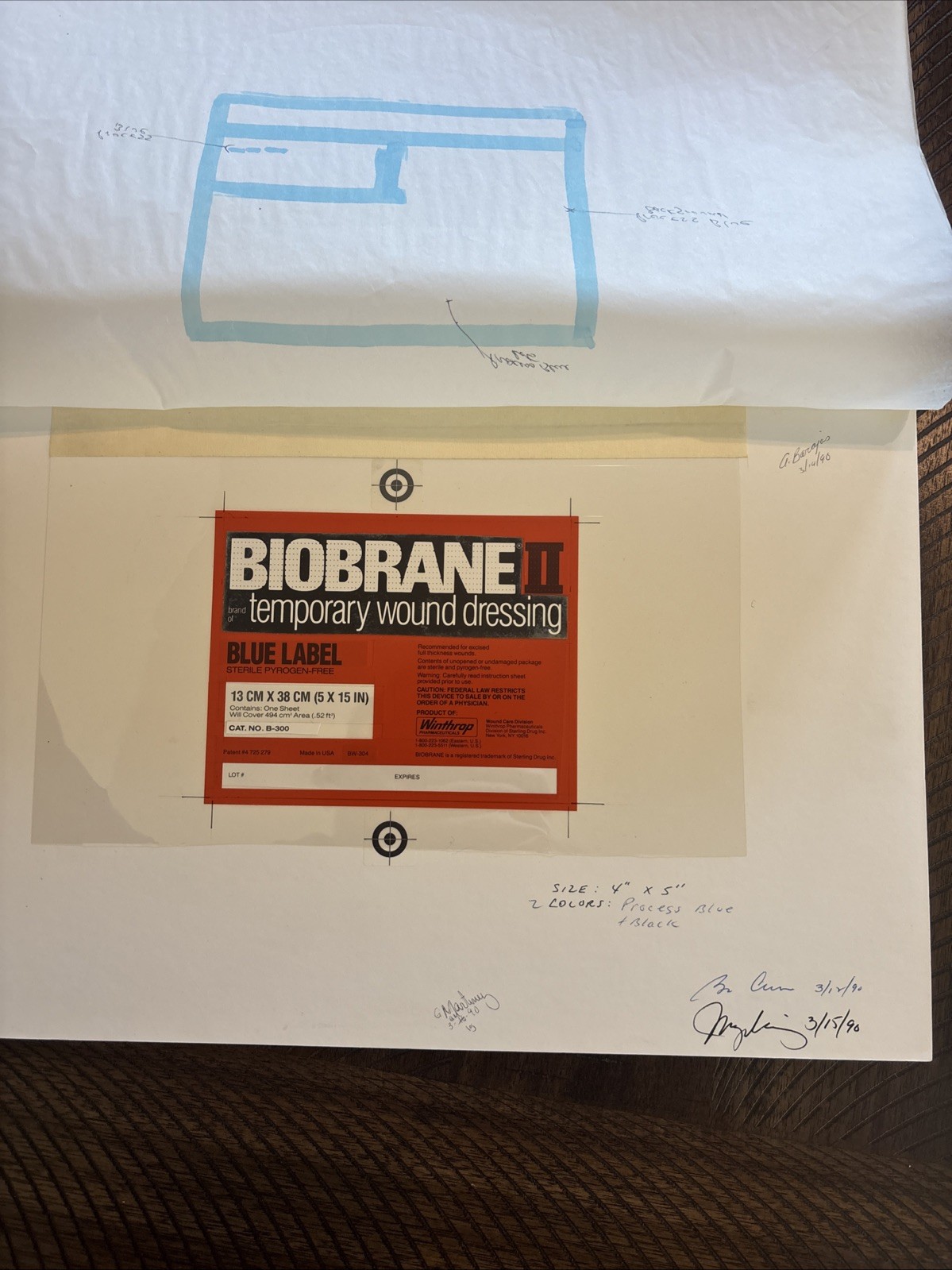 Lot Of 5 BIOBRANE II Signed Original Label Art Works Winthrop Pharma w/ Booklet