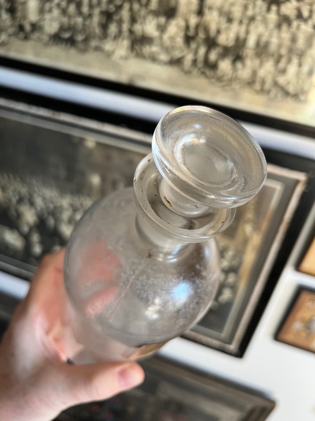 2 Vintage Pharmacy Apothecary Glass Bottles / Gold Labels