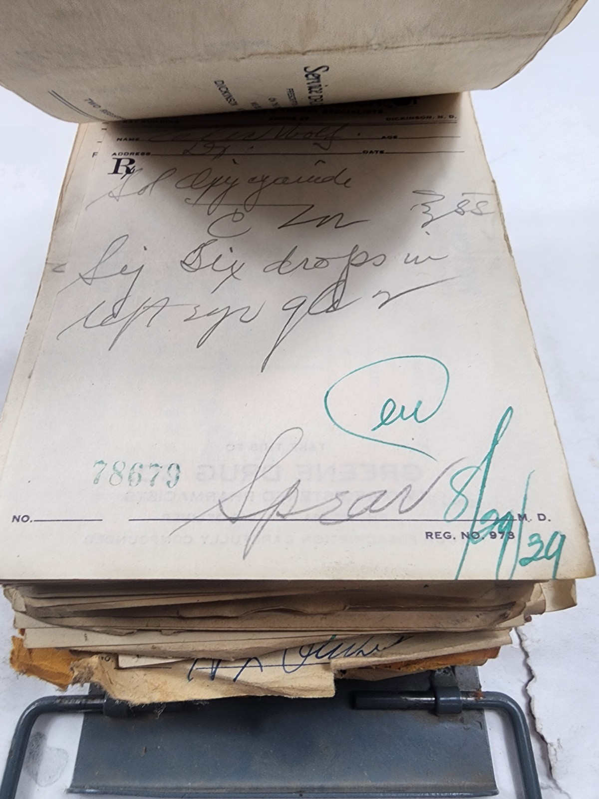 Prescription Atlas Rx Pad Paper Apothecary Druggist Pharmacy Medicine 1939