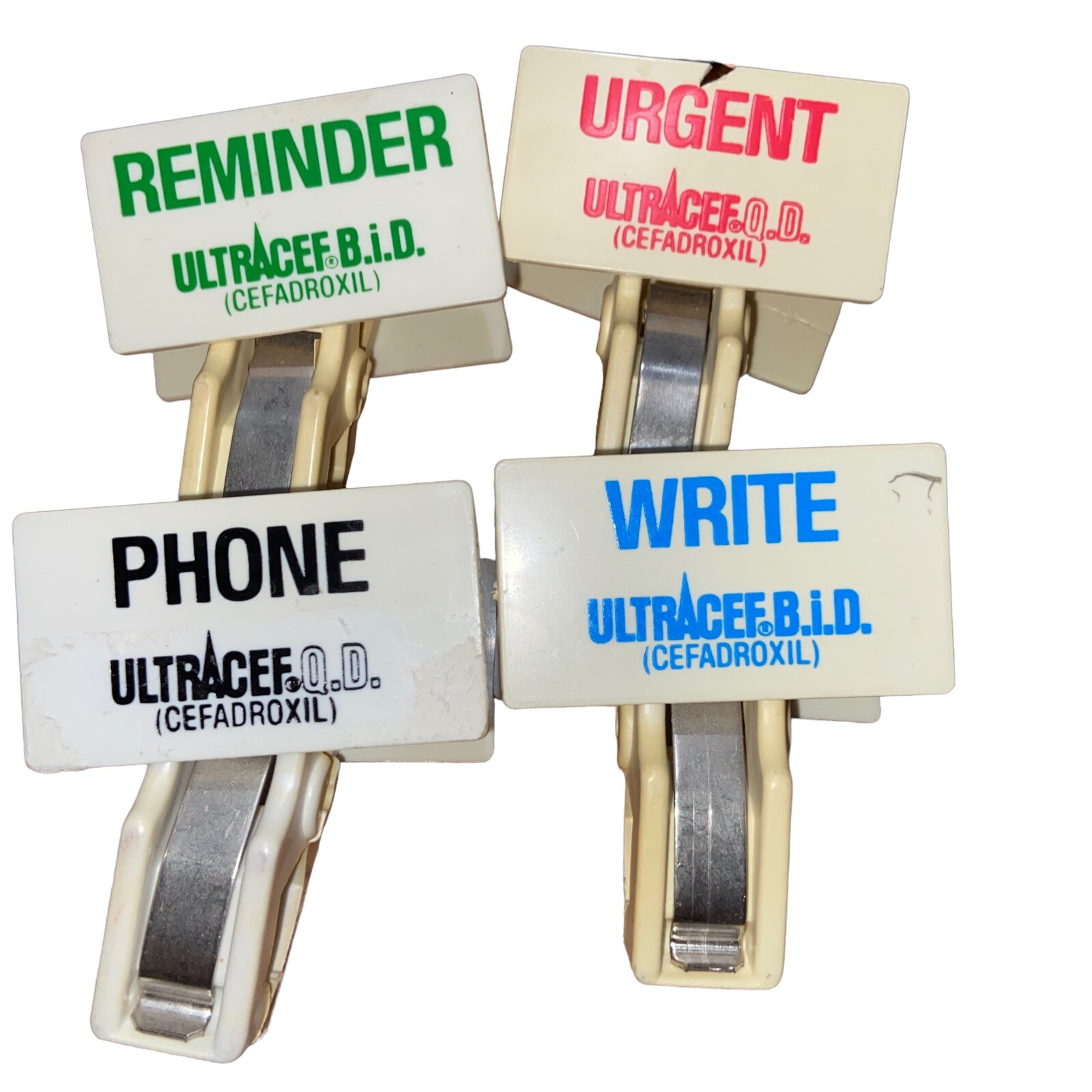 Lot of Vintage Ultracef Binder Clips Funny Pharma Promo Office Supplies