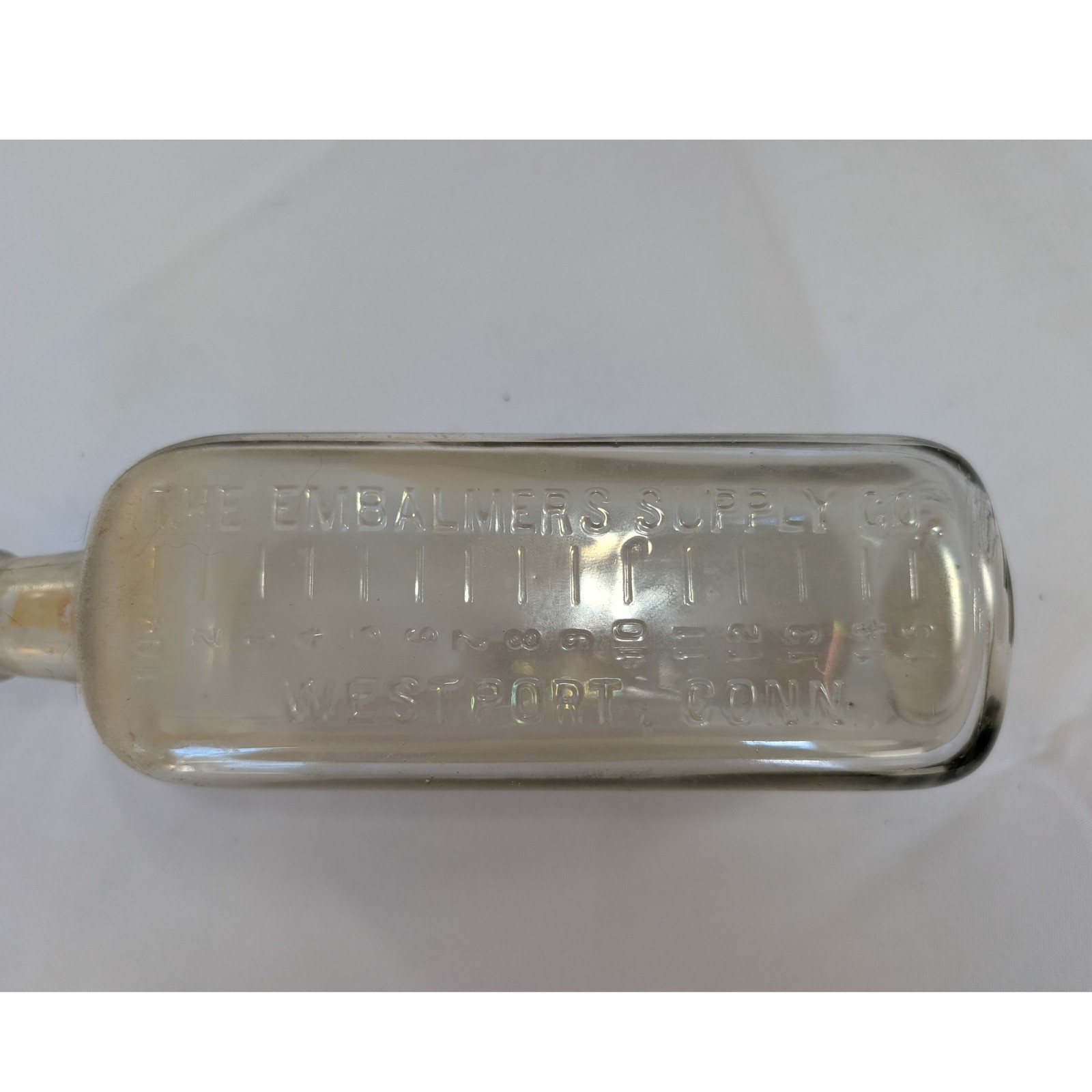 Antique Bottle The Embalmers Supply Co Westport Conn Glass 100 year old bottle