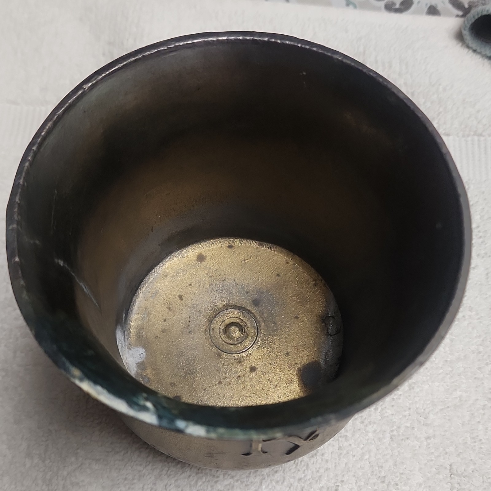 Vintage Brass Apothecary Mortar & Pestle Heavy Relief Faces Decor.