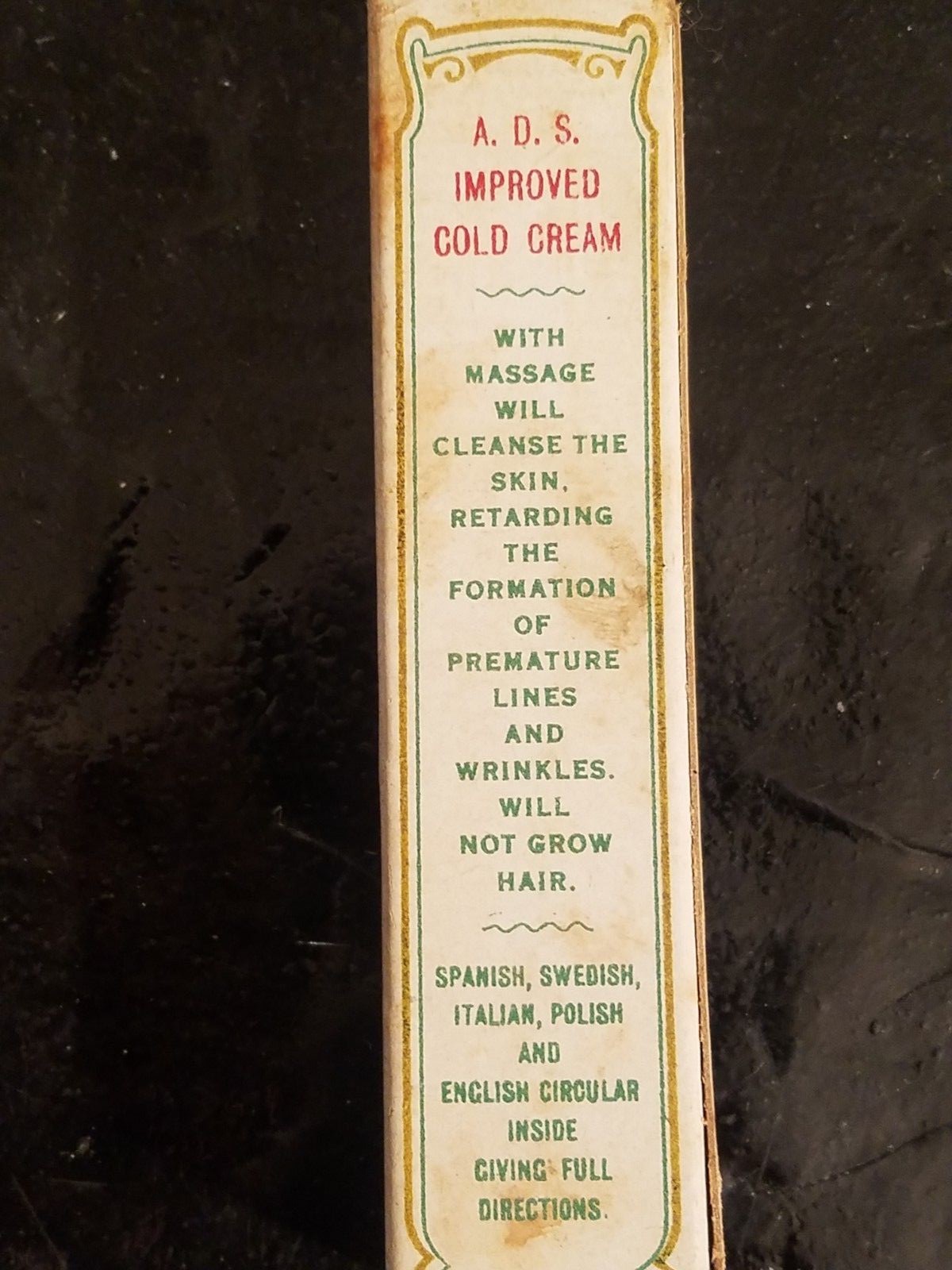 Vintage A.D.S. American Druggists Syndicate Improved Cold Cream Box Advertising