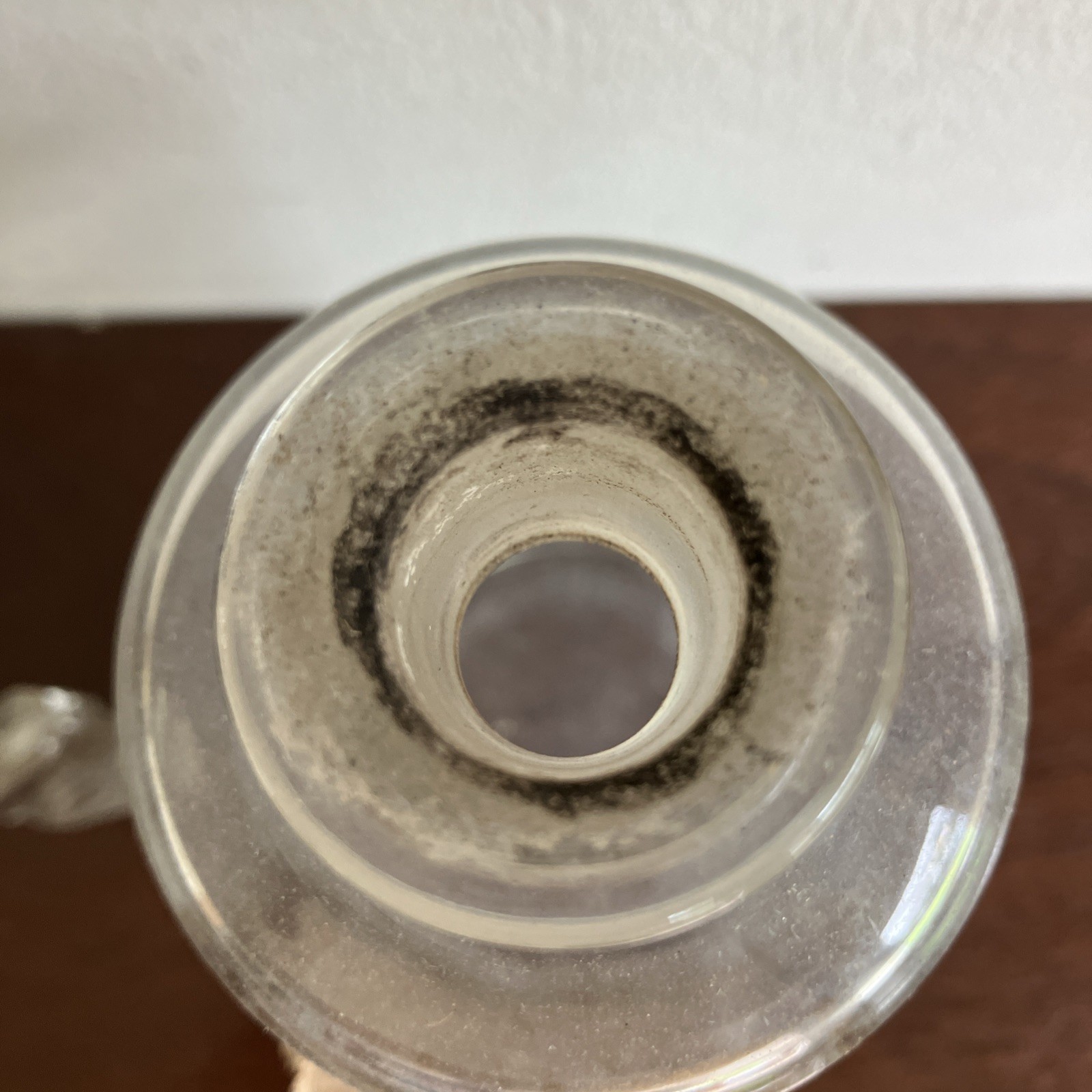 Antique Glass Apothecary Bottle With Tatty Shield Shaped Label, Glass Stopper