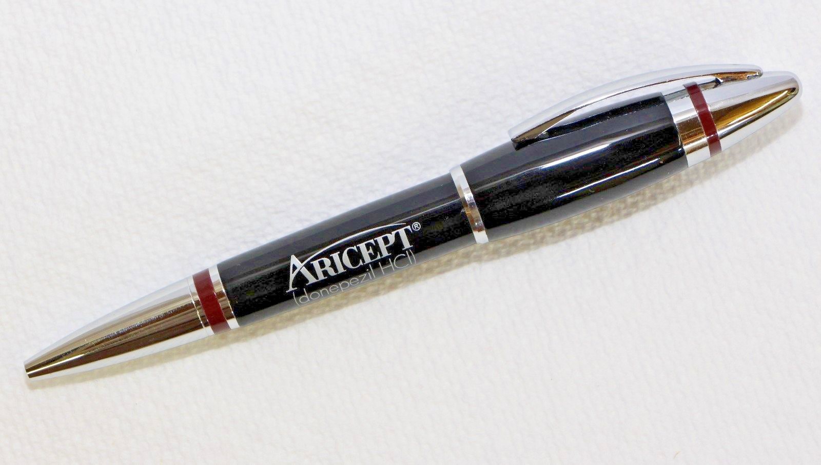 Pharmaceutical Pen Aricept Heavy Metal Drug Rep Black and Silver