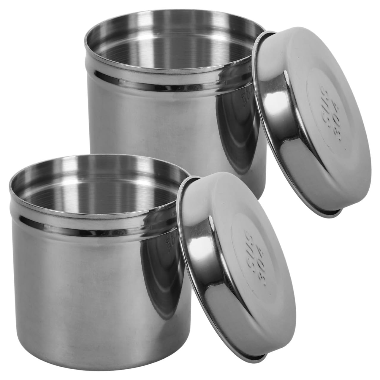 2PCS Silver Stainless Steel Jars, 3.14 Inch, Iodine Gauze Iodophor Holder