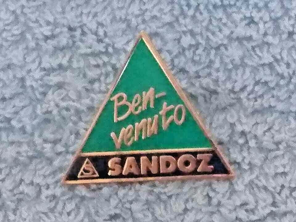 SANDOZ Pharmaceuticals pin LSD Albert Hofmann – BENVENUTO pin badge