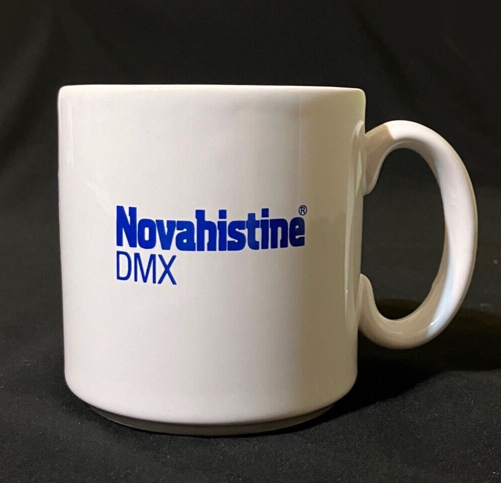 Pharmaceutical Mug Drug Rep Novahistine DMX COUGHY ANN Advertising J&J England