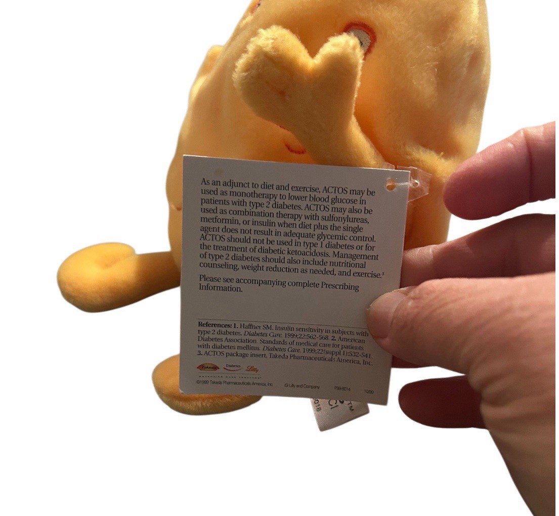 Pharmaceutical Advertising Actos Pioglitazone HCI 7″ Cholesterol Plush Beanie