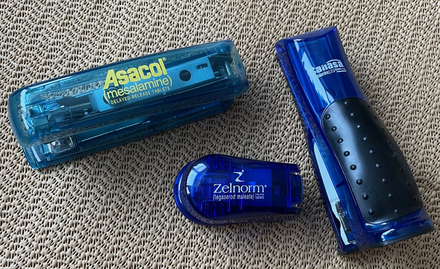 Pharmaceutical Advertising Staplers, Gently Used. Asacol/Zelnorm/Canasa Set of 3