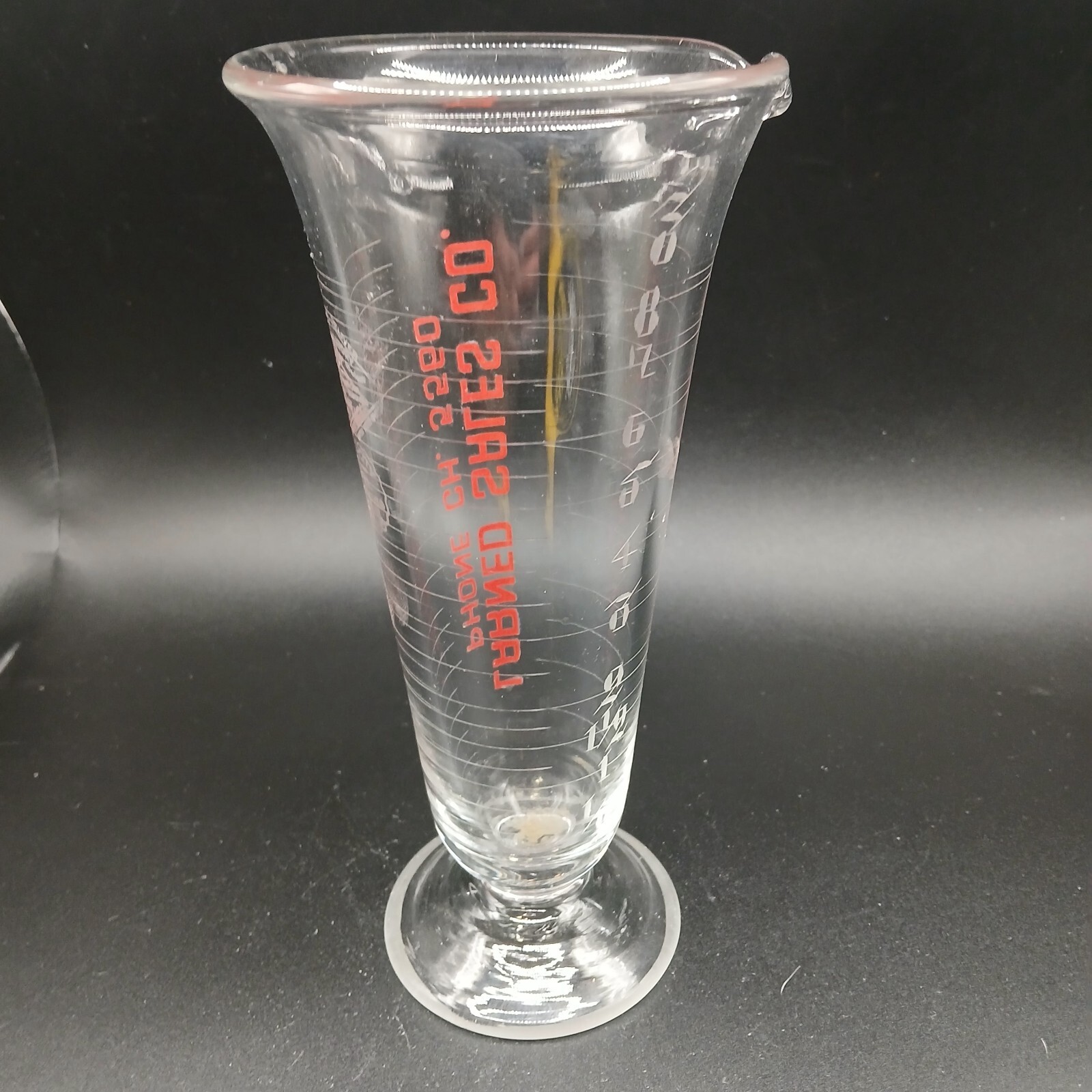 Vintage Advertising Apothacary 8 0z Glass Etched Laboratory Beaker-Larned Sales