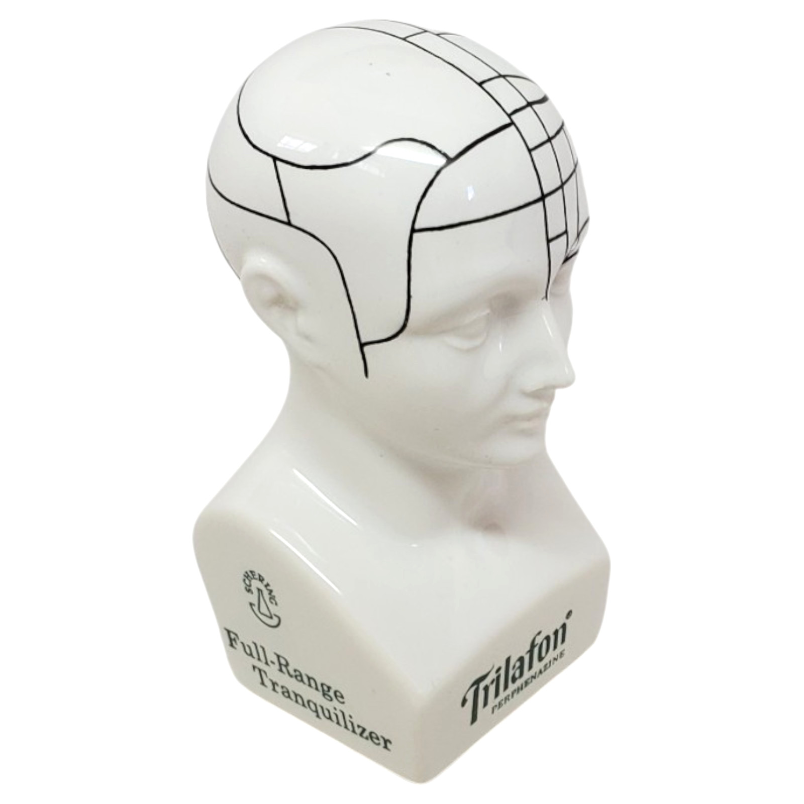Schering TRILAFON Tranquilizer Phrenology Head Ceramic Bust Figurine 1960s – D