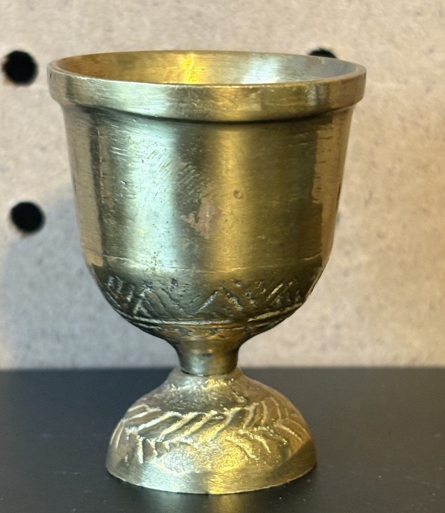 Vtg Small Brass Ornate Mortar & Pestle Pharmacy / Medical 2″ Tall