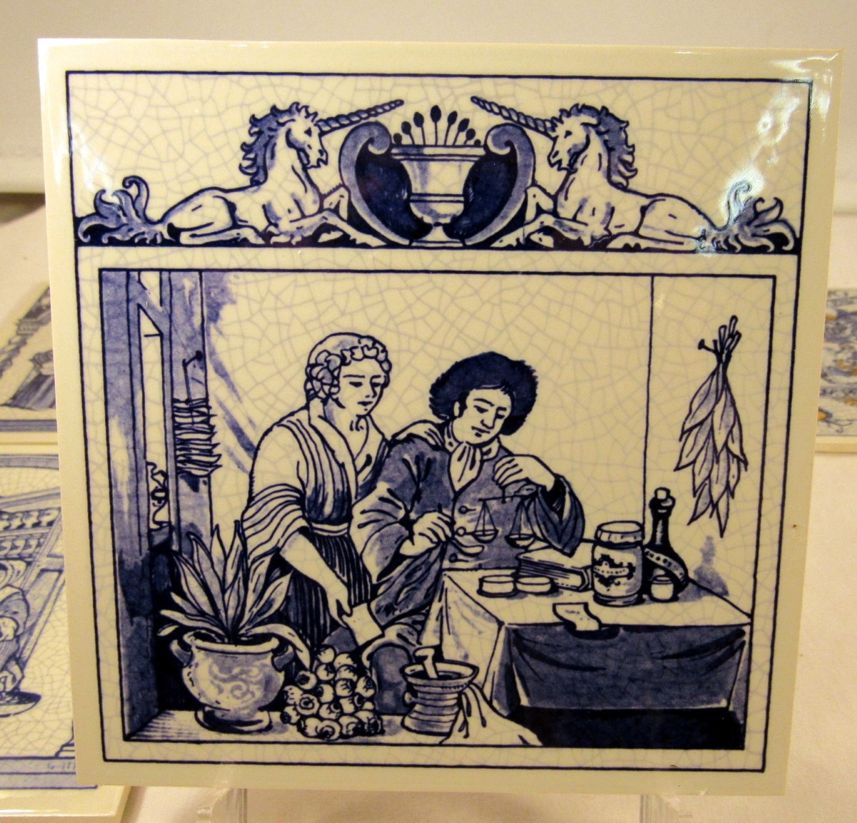 VTG SET OF 7 BURROUGHS WELLCOME CO DELFT HOLLAND BLUE/WHITE PHARMACY (EZS001114)