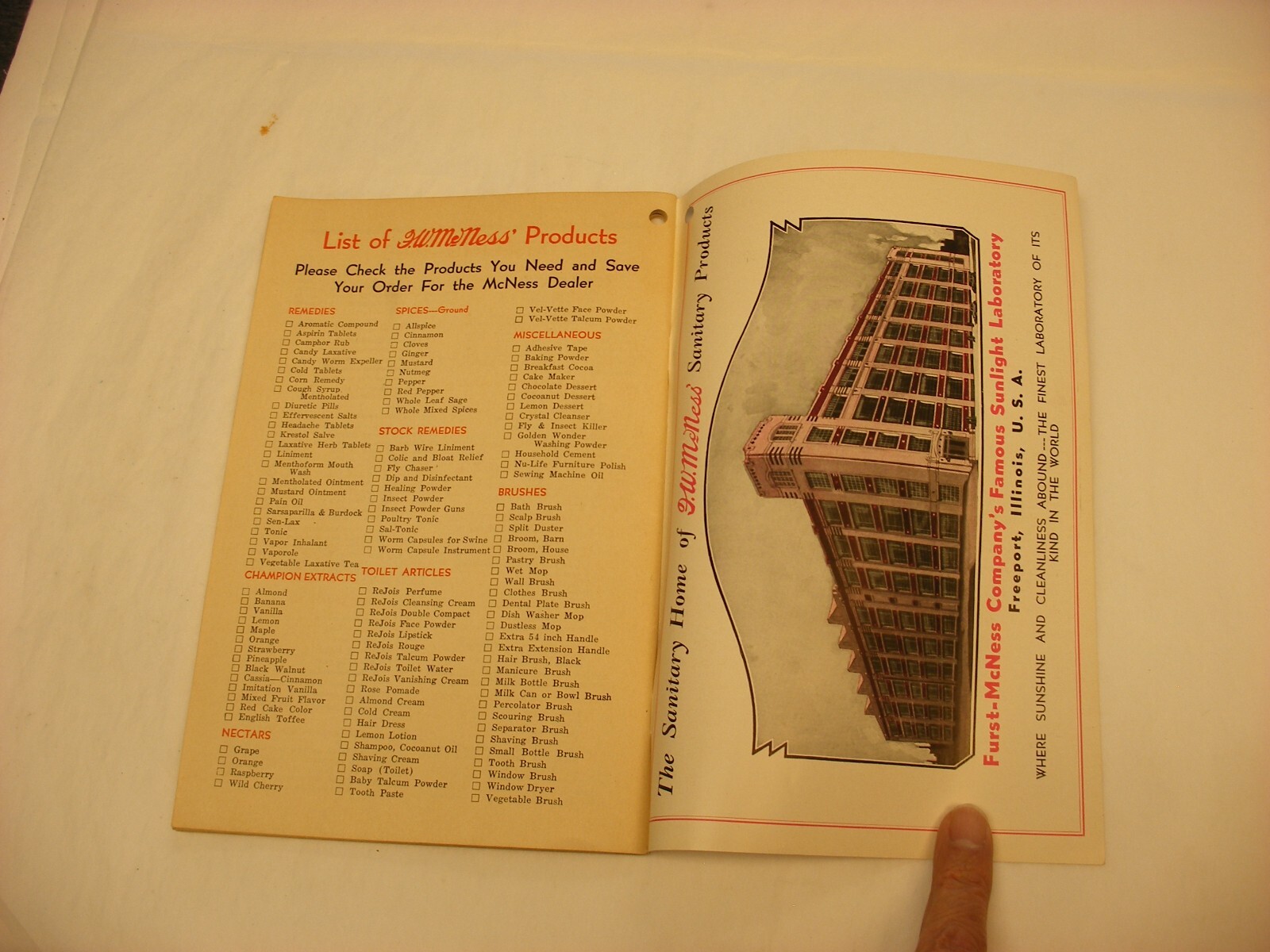 Vtg 1933 F. W. McNess Co. Freeport IL Pharmacy Medical Cure Cookbook