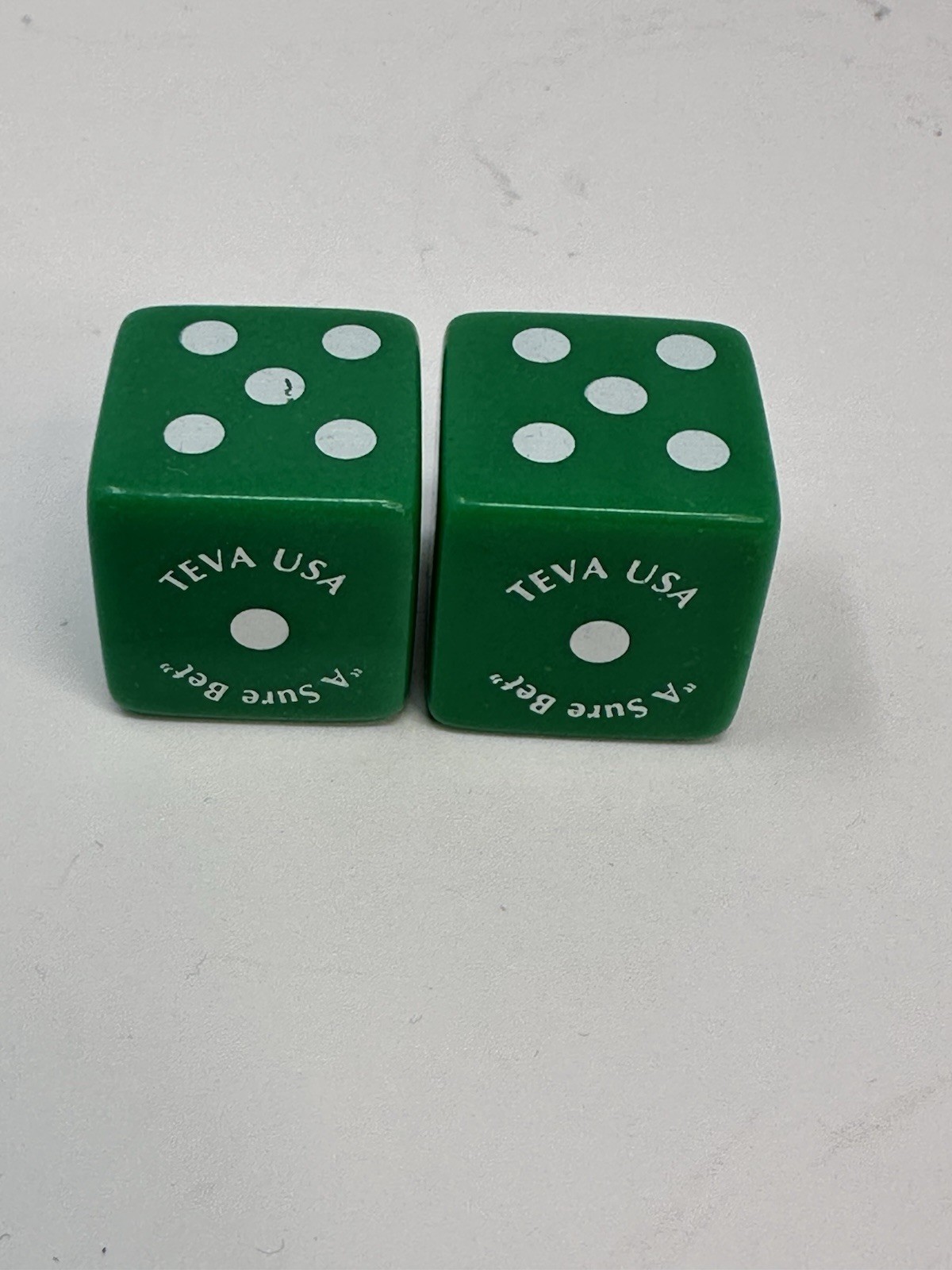 Vtg Lot of 2 TEVA Pharmaceutical Company Dice Oversize Green