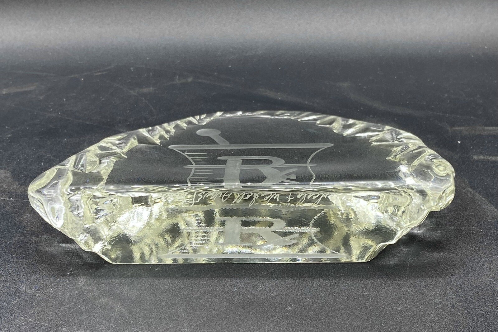 Pharmacist Rx Art Glass Iceberg Display Award Wendell August Forge