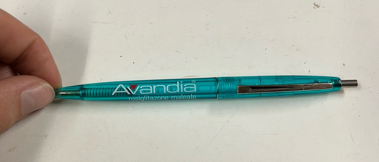 Avandia Rosiglitazone Pharmaceutical Drug Rep Collectible Plastic Promo Pen