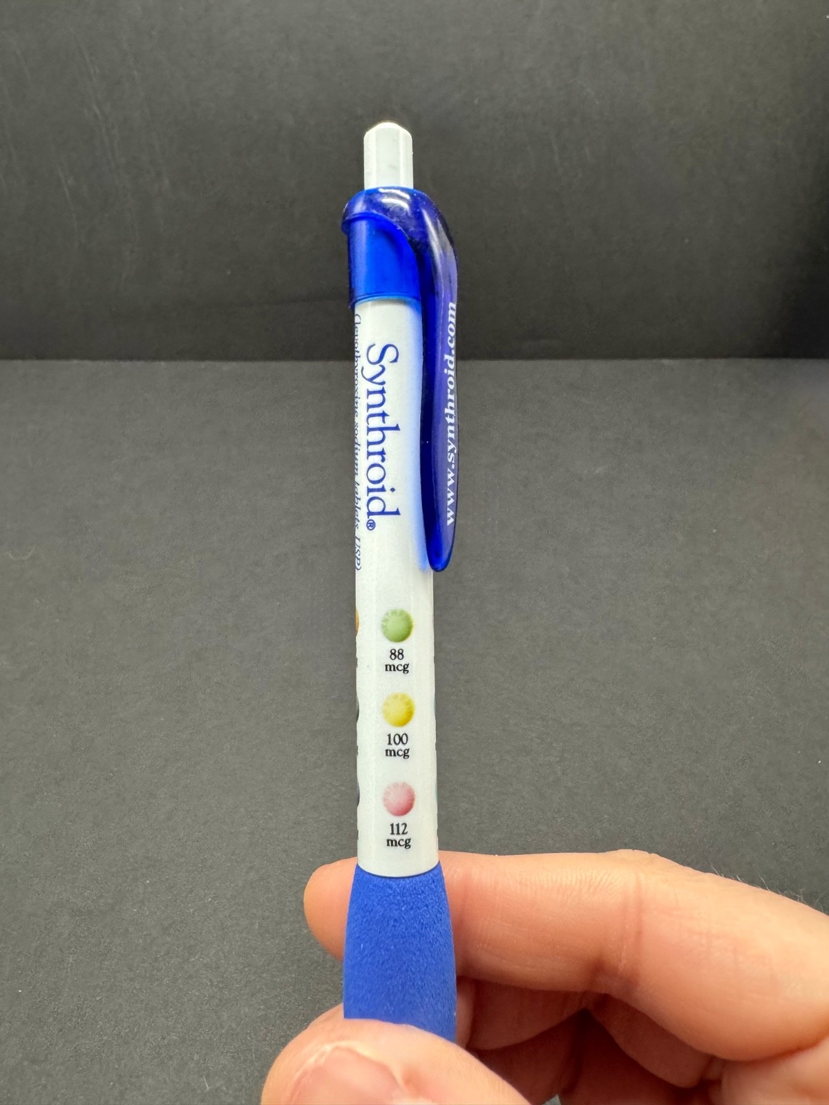 Synthroid Promo Pen Blue Grip Click Pen Pharmaceutical Advertising