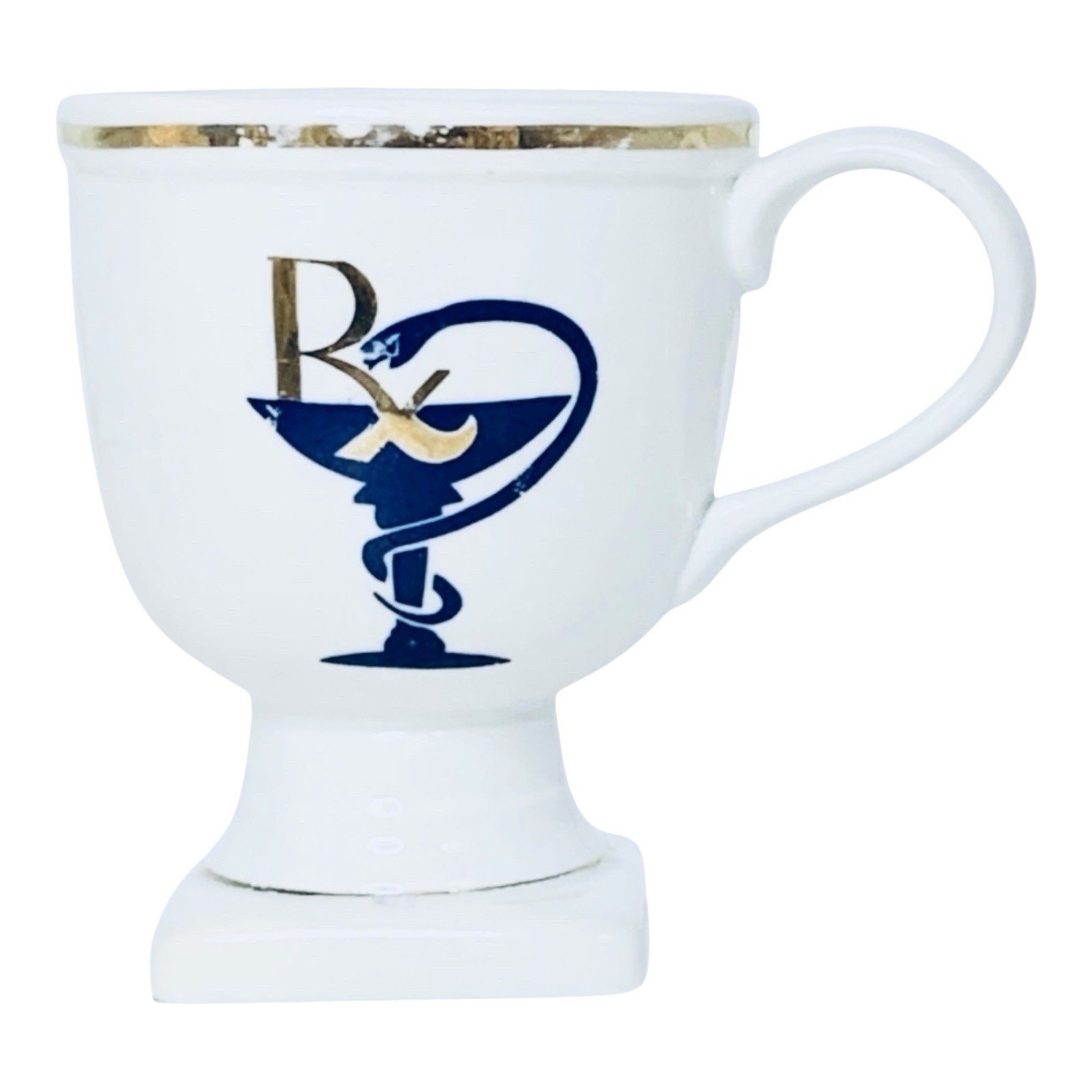 Vintage RX Prescription Pharmacy Drugstore Porcelain Collectible Pedestal Mug