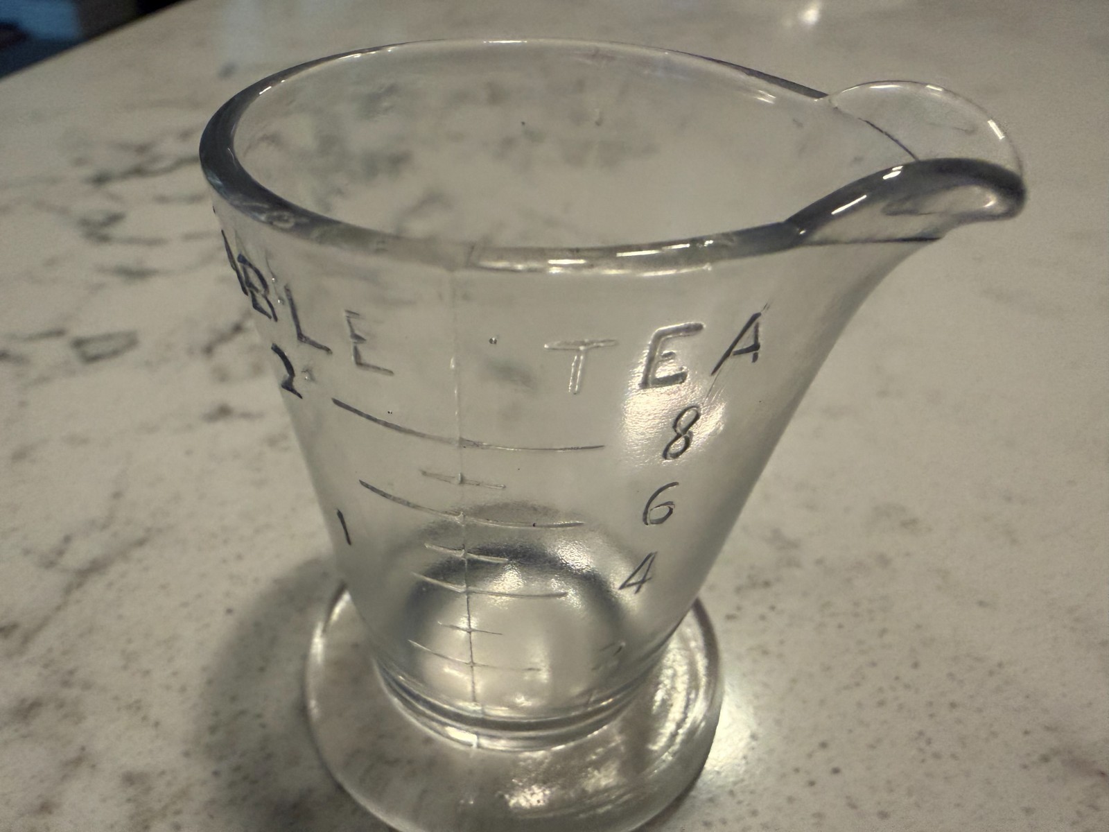 Vintage Set of 3 Small Glass Apothecary Measuring Footed Beakers (2) & 1 Plain