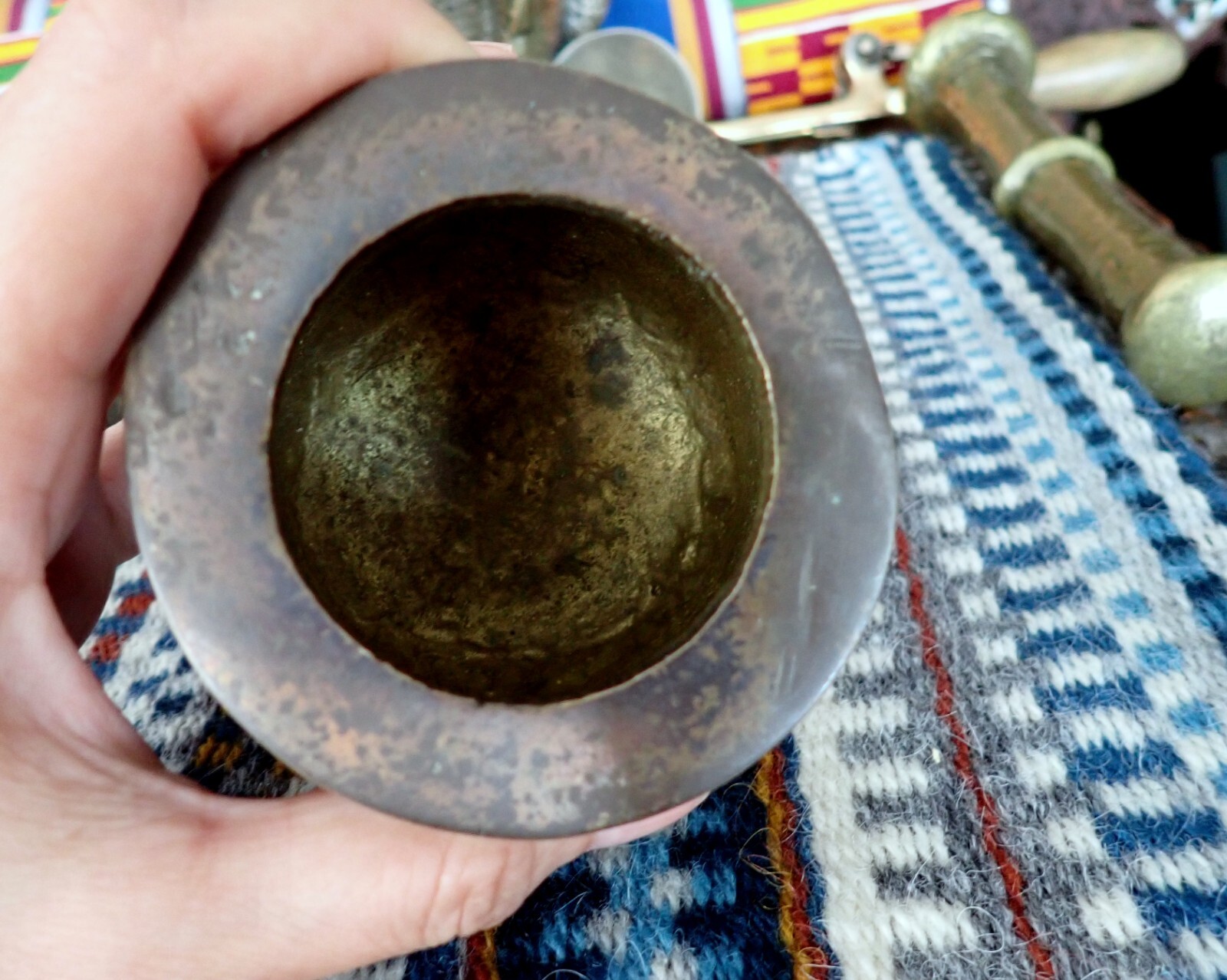 Gilded Bronze Mortar Arab Spain Antique Cast Bronze Small Mortar Apothecary Herb