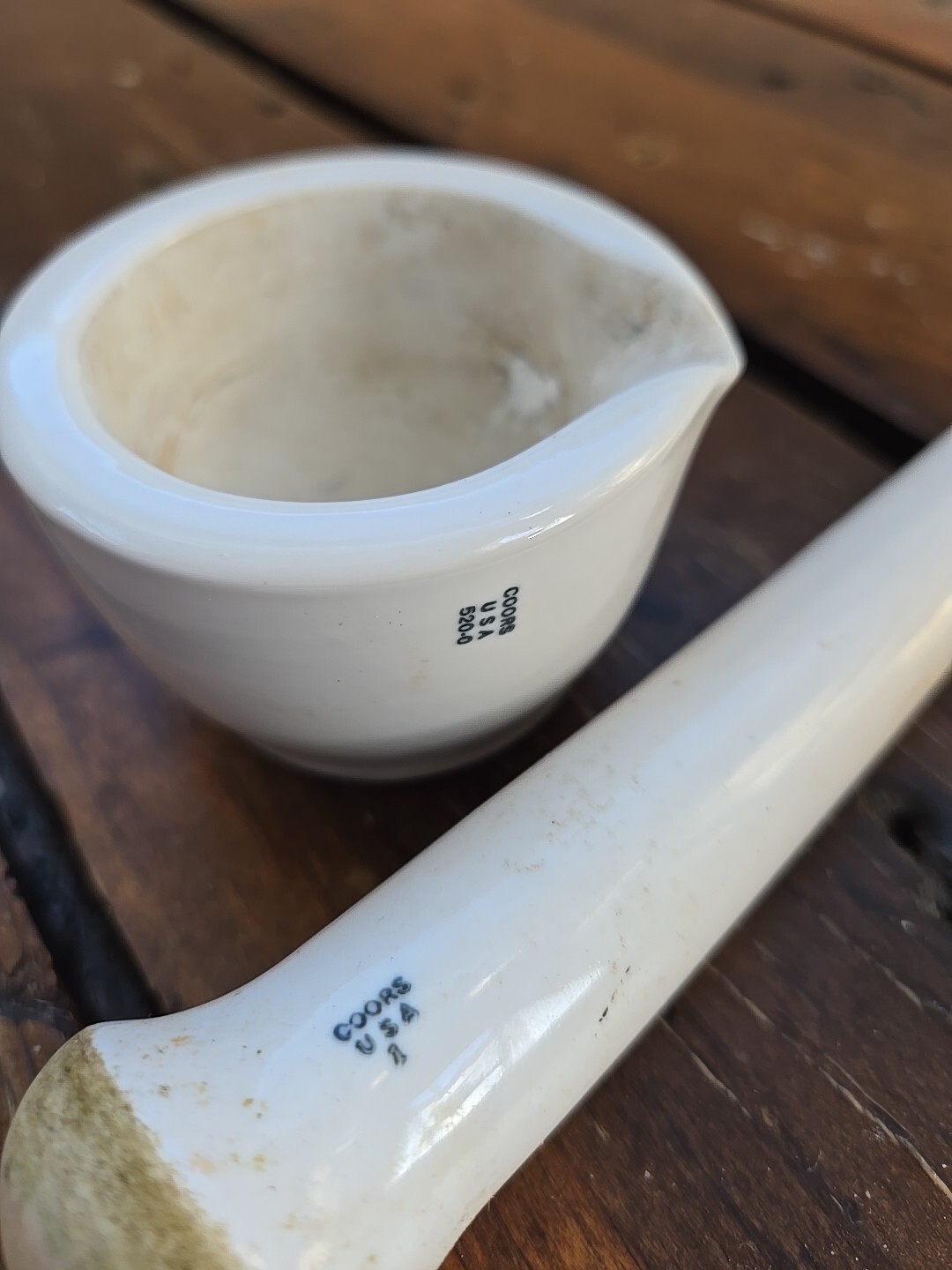 VINTAGE COORS USA POTTERY SMALL MORTAR AND PESTLE SET Chemistry Lab
