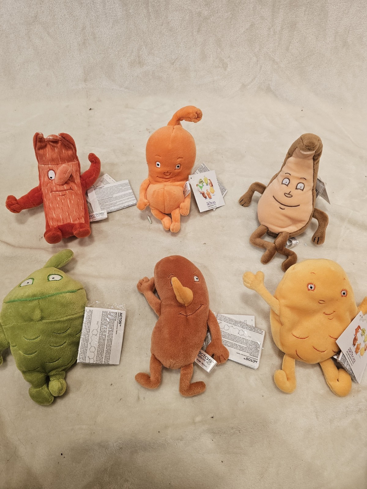 New Actos Pharmaceutical Drugs Advertising Promotional Plush Lot of 6 with tags~