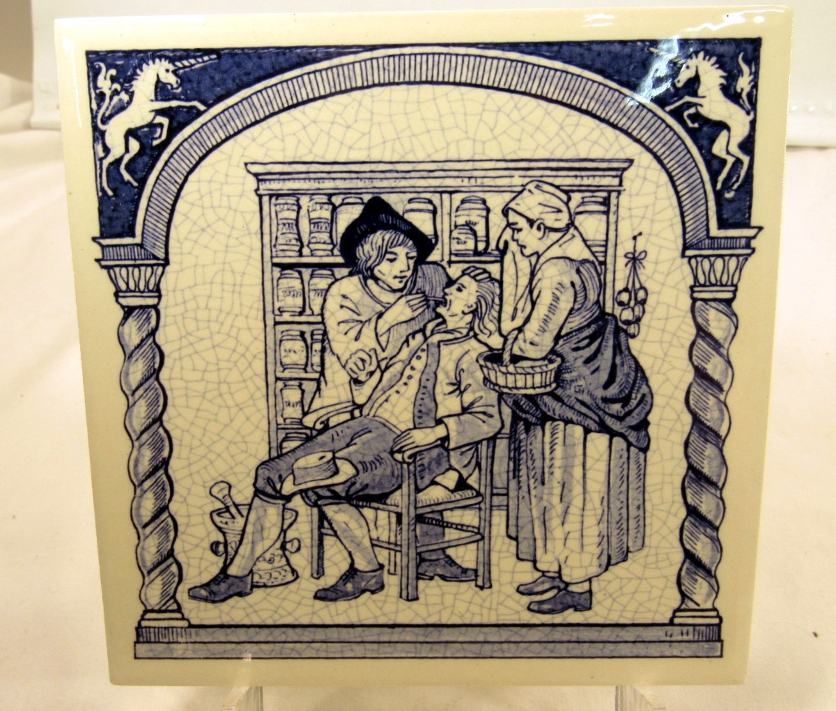 VTG SET OF 7 BURROUGHS WELLCOME CO DELFT HOLLAND BLUE/WHITE PHARMACY (EZS001114)