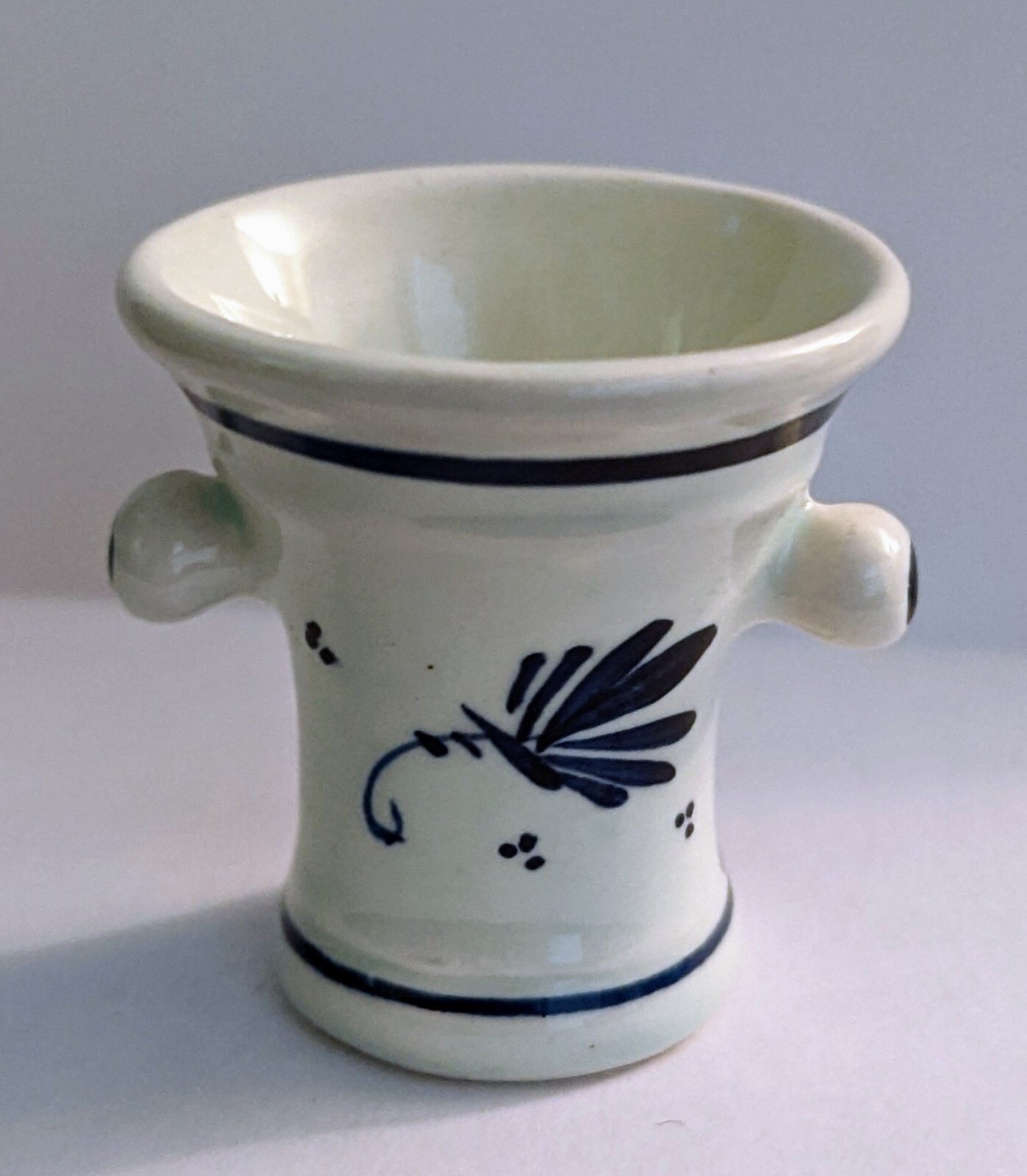 Blue and White Windmill Floral Holland Miniature Mortar – 2″ High, 2″ Diameter