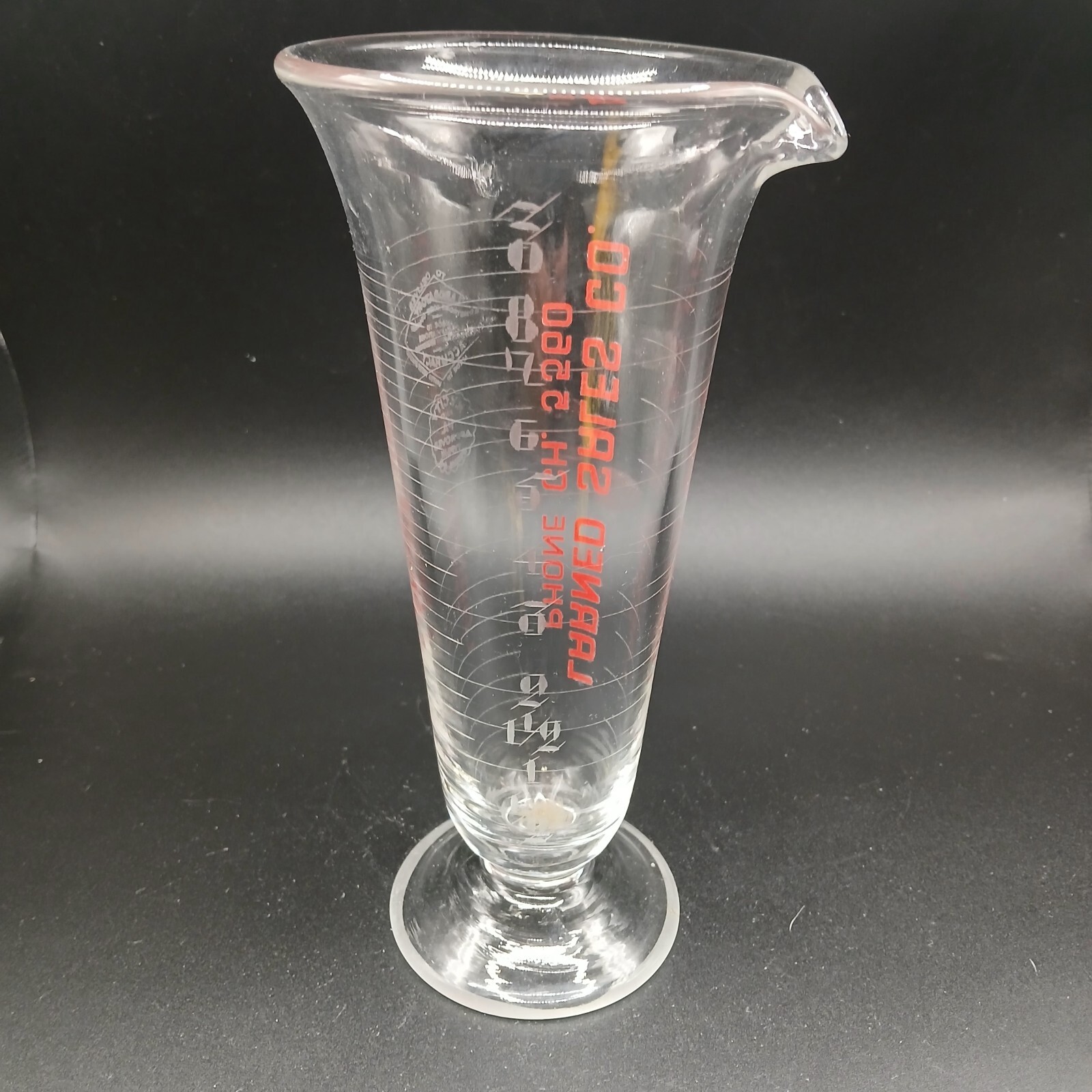 Vintage Advertising Apothacary 8 0z Glass Etched Laboratory Beaker-Larned Sales