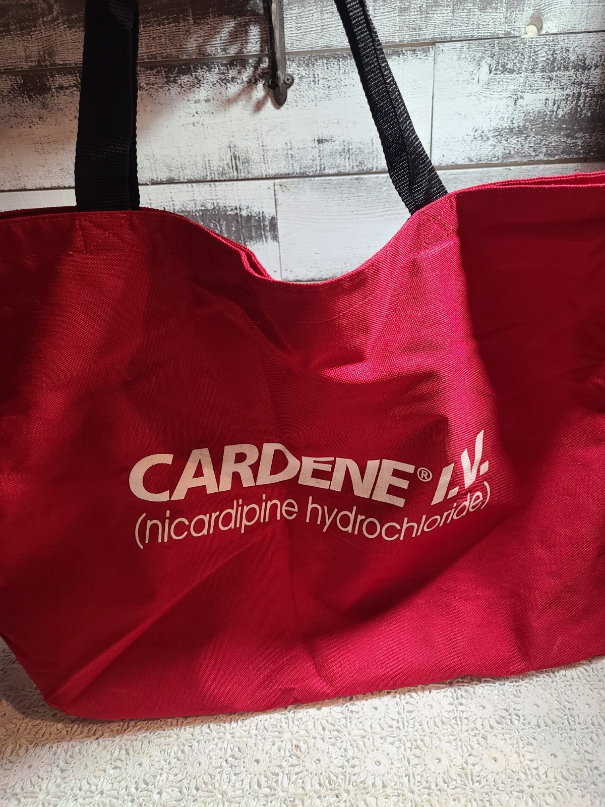 Pharmaceutical Rep Advertising Cardene IV Red 25″ Canvas Tote Bag Zipper
