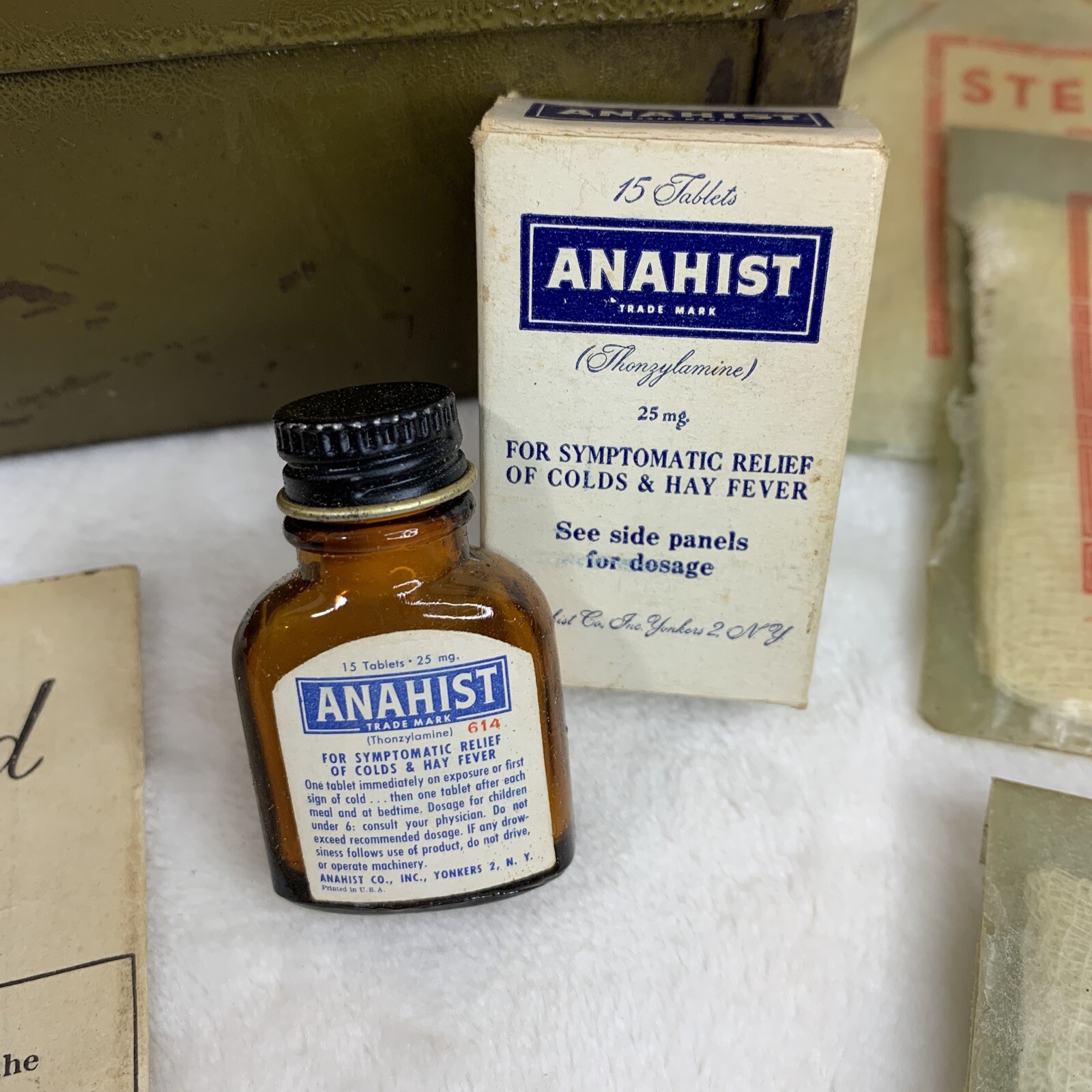 Vintage Medical First Aid Box Kit Green Metal Anahist Acme Johnson Mercurochrome