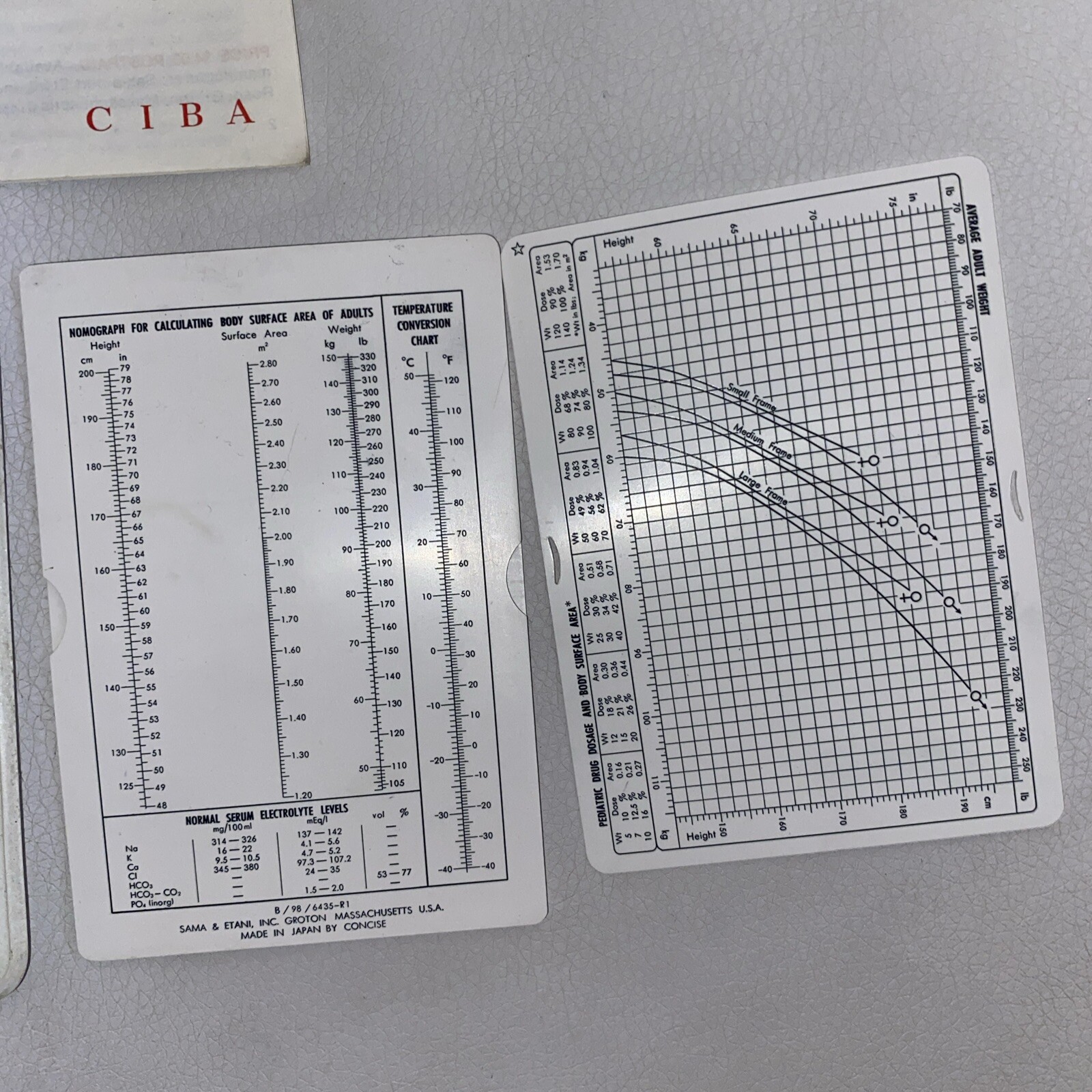 Vintage Ciba Pocket Size Medical Tables & Calculator With Guide