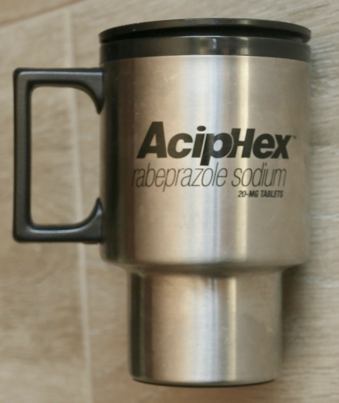 AcipHex Drug Rep Pharma Insulated Cup Mug Handle Lid Advertising Metal Plastic
