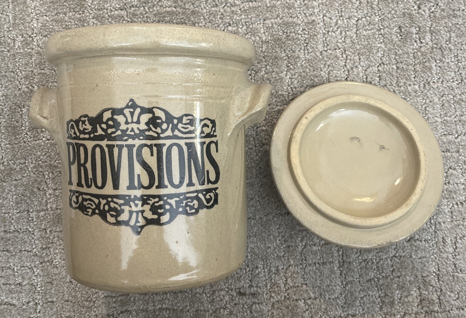 Vintage “MOIRA POTTERY England” – “PROVISIONS” Canister Jar w/ Lid
