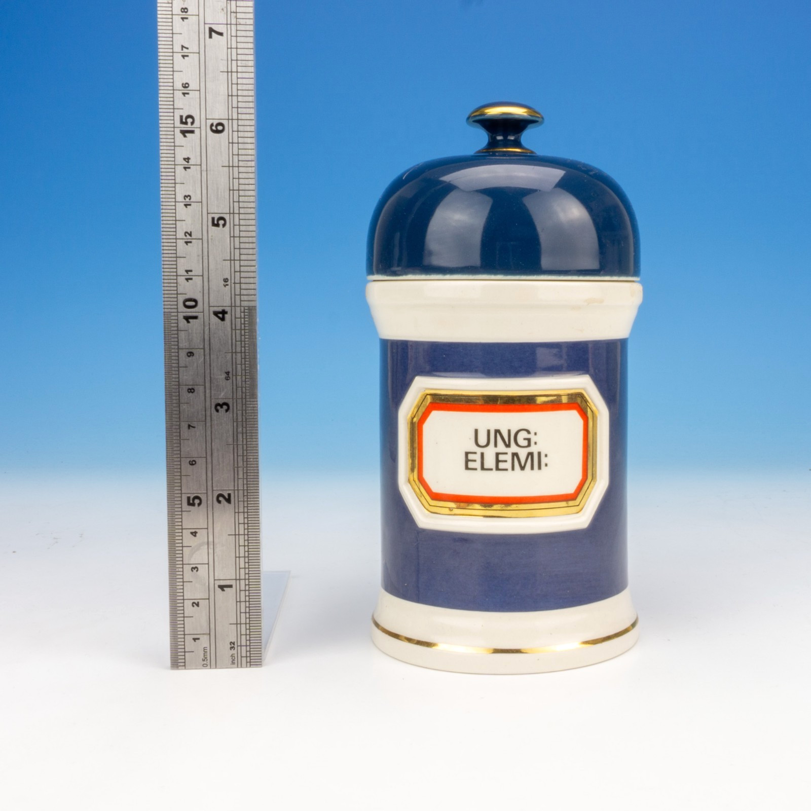 Gladstone Pottery – Ung: Elemi: – Apothecary Chemist Jar – Made For Chalsyn