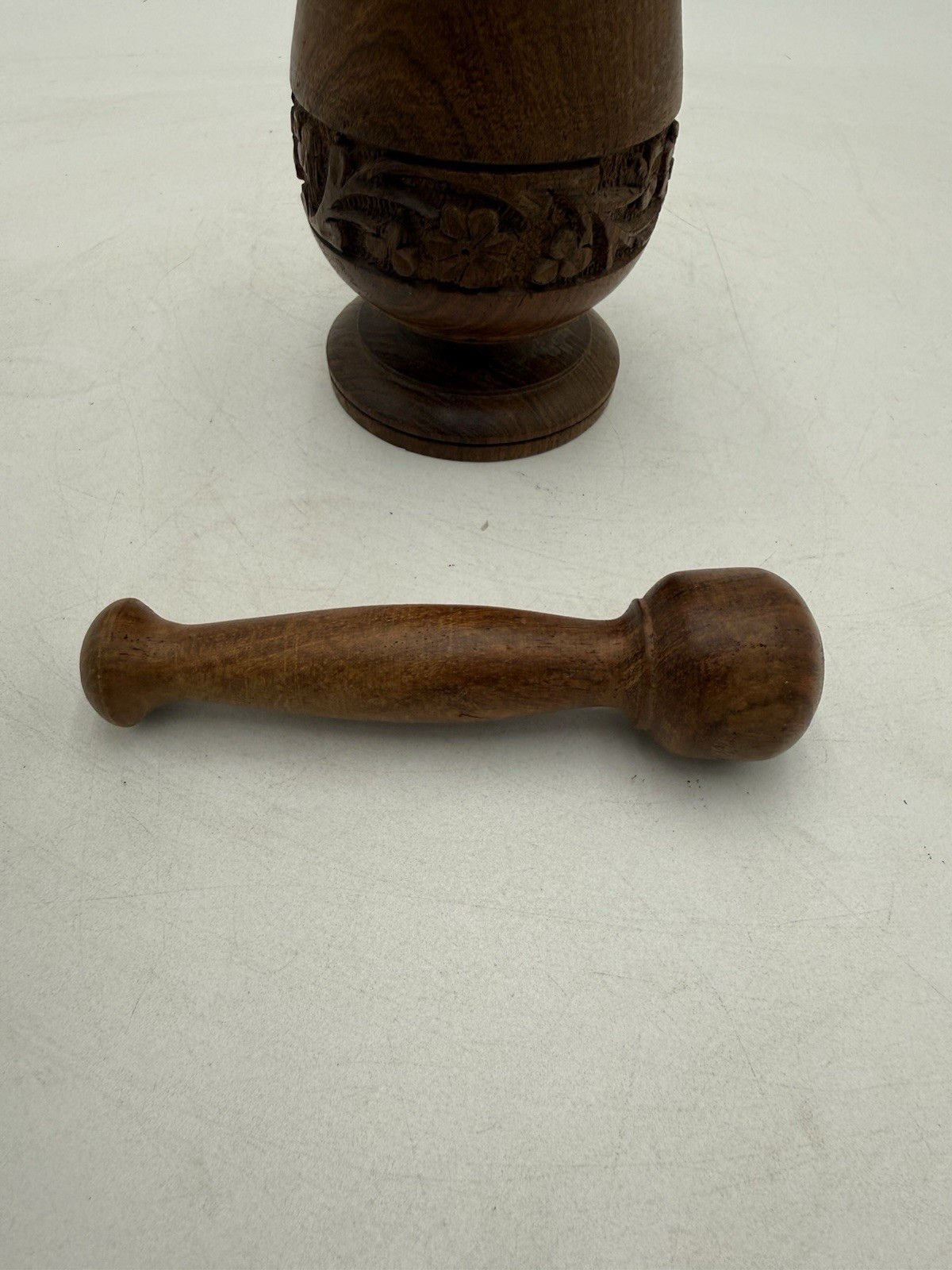 Vintage Wood Carved Mortar Pestle RX Apothecary Pharmacopoeia Homestead