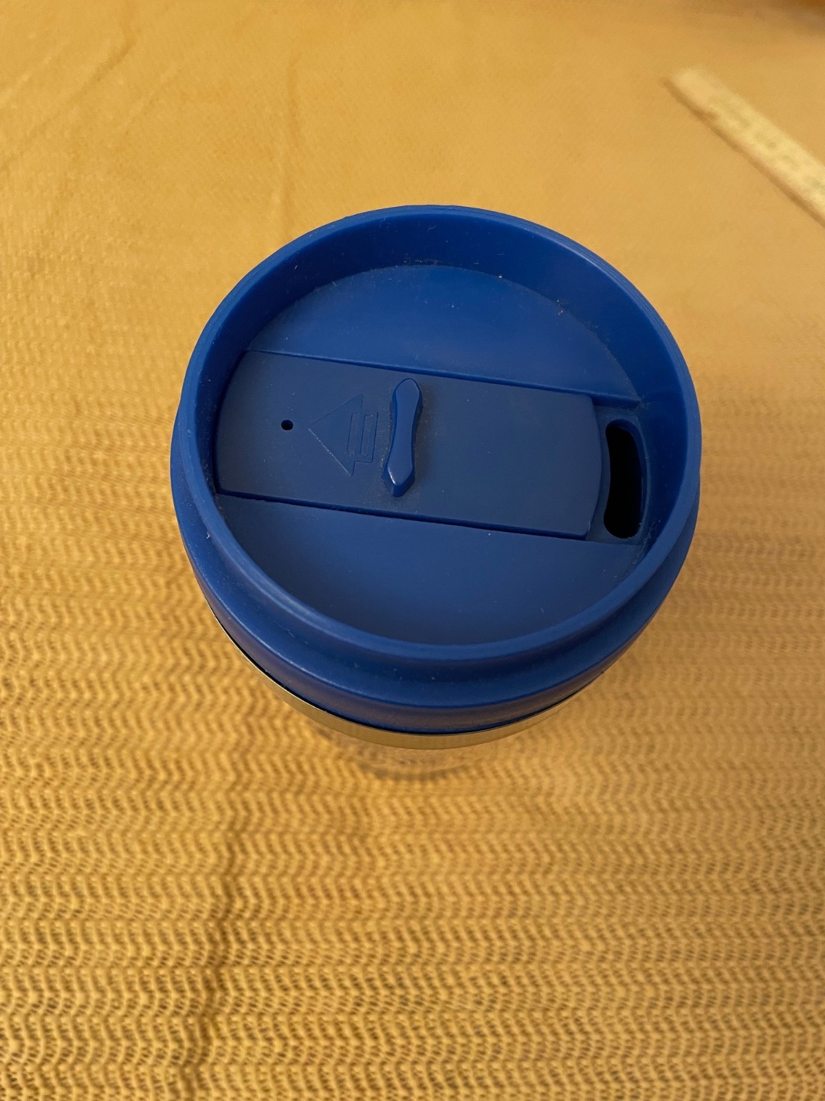 Pharma Drug Rep Protonix Blue/Clear Stainless Steel Hot/Cold Travel Mug, New