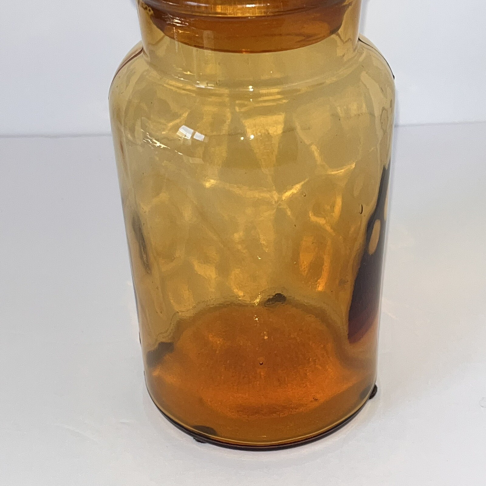 Antique Amber Pharmacy Drug Store Glass Apothecary Jar Bottle Marked 1000 8.5”H