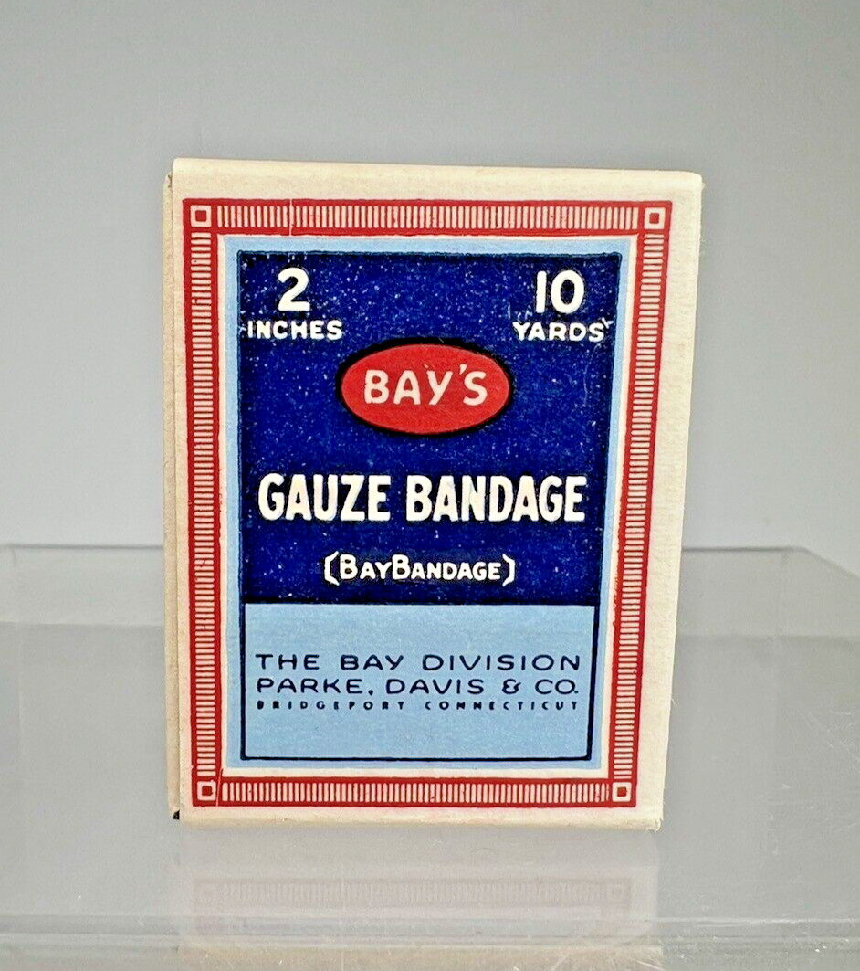 Vintage Sealed Box Bay’s Gauze Bandage , Parke Davis Co. Bridgeport Connecticut