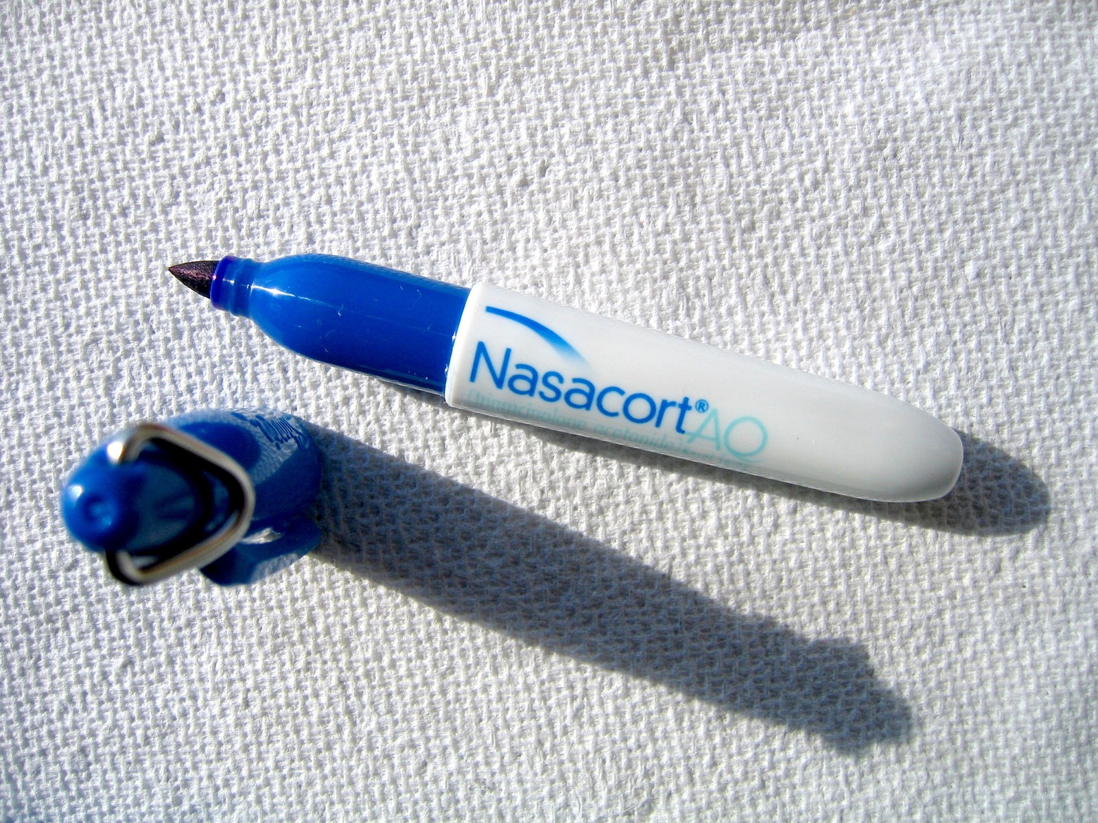 Drug Rep 3 Nasacort AQ Plastic Stubby Sharpies W/ Clip White Blue Brand New :-)