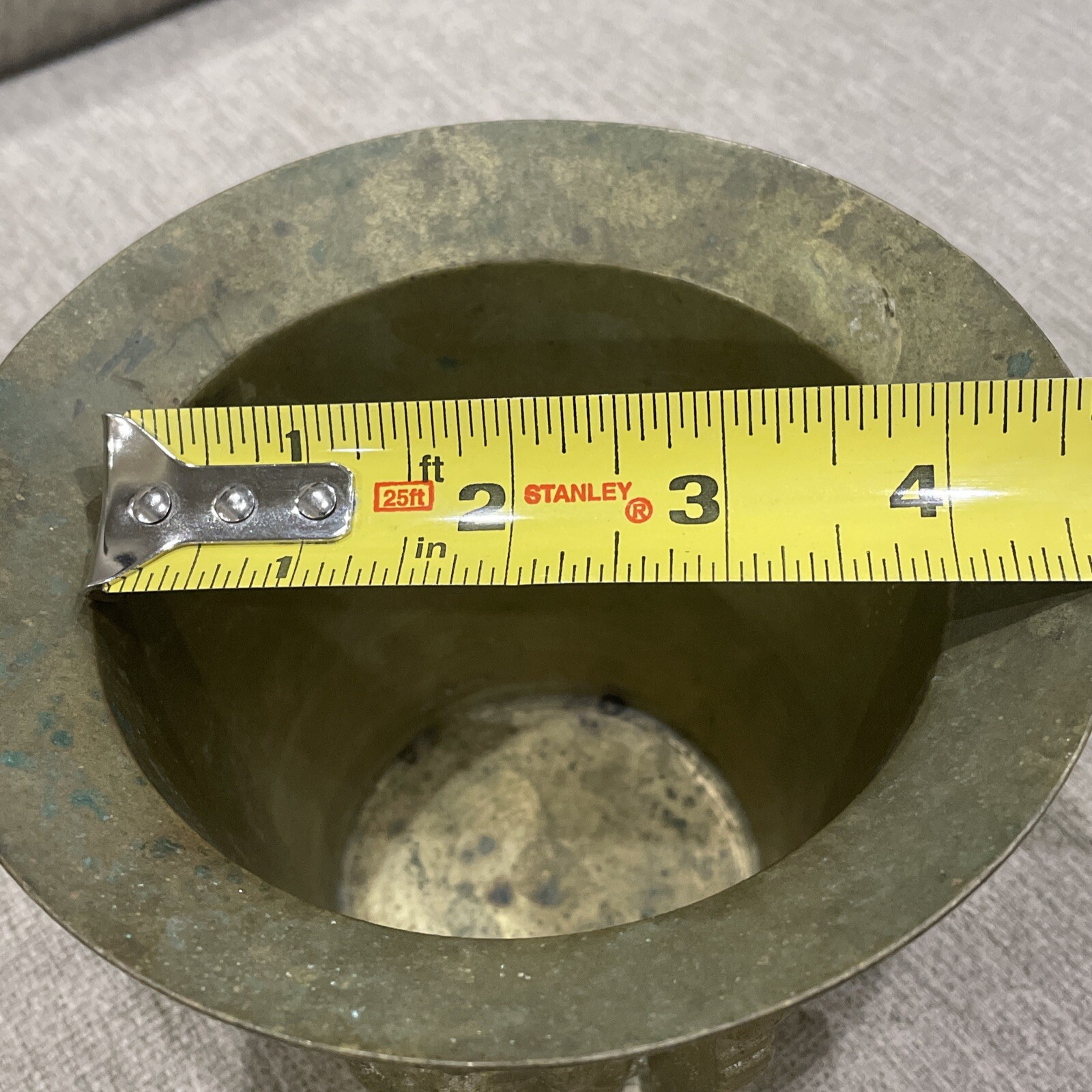 Vintage Brass Mortar Heavy Pharmaceutical Apothecary Ornate Lions Head