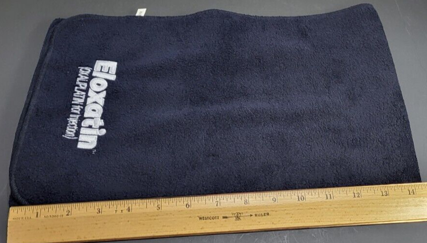 Eloxatin Pharmaceutical Drug Rep Advertised Embroidered Golf Gym Towel Navy Blue