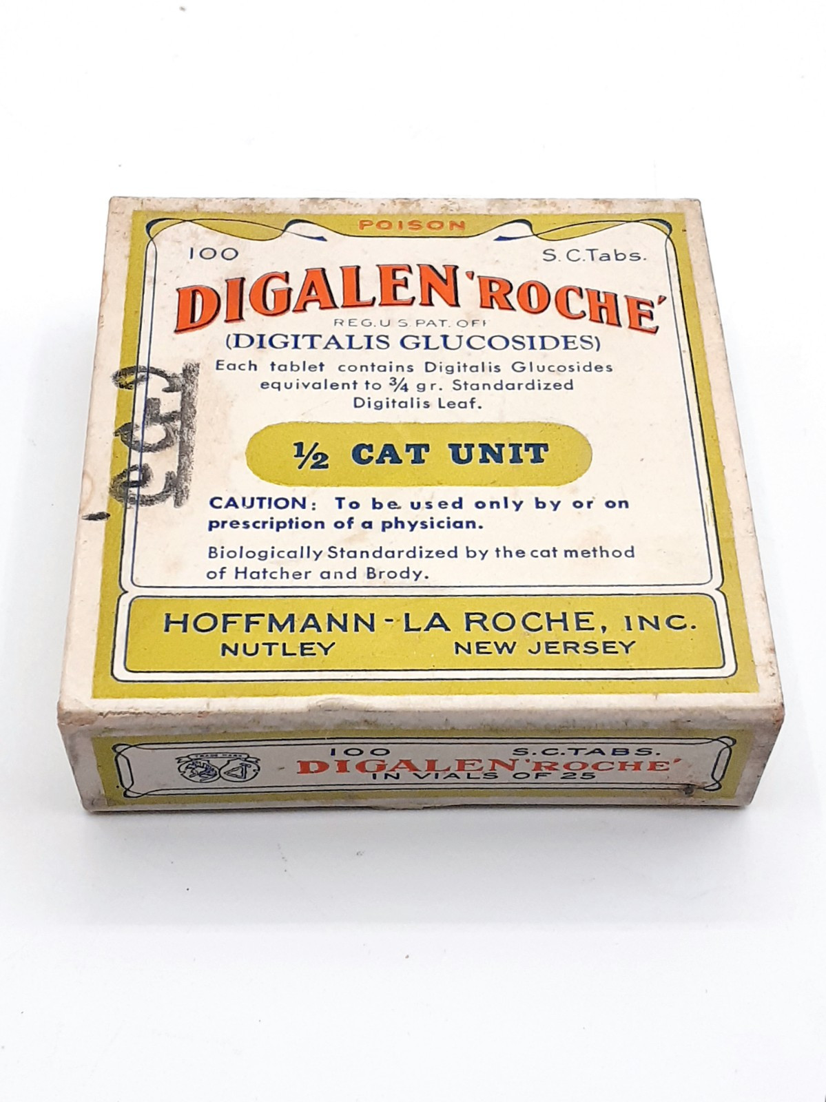 Vintage 1930’s-1940’s Digalen Roche NOS Hoffman-La Roche, Inc. Nutley NJ 4 Tubes