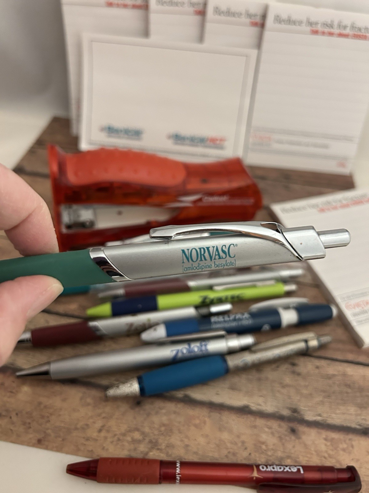LOT 18 Advertising Pharmaceutical Drug Rep Promo Pens Stapler Notepads Untested