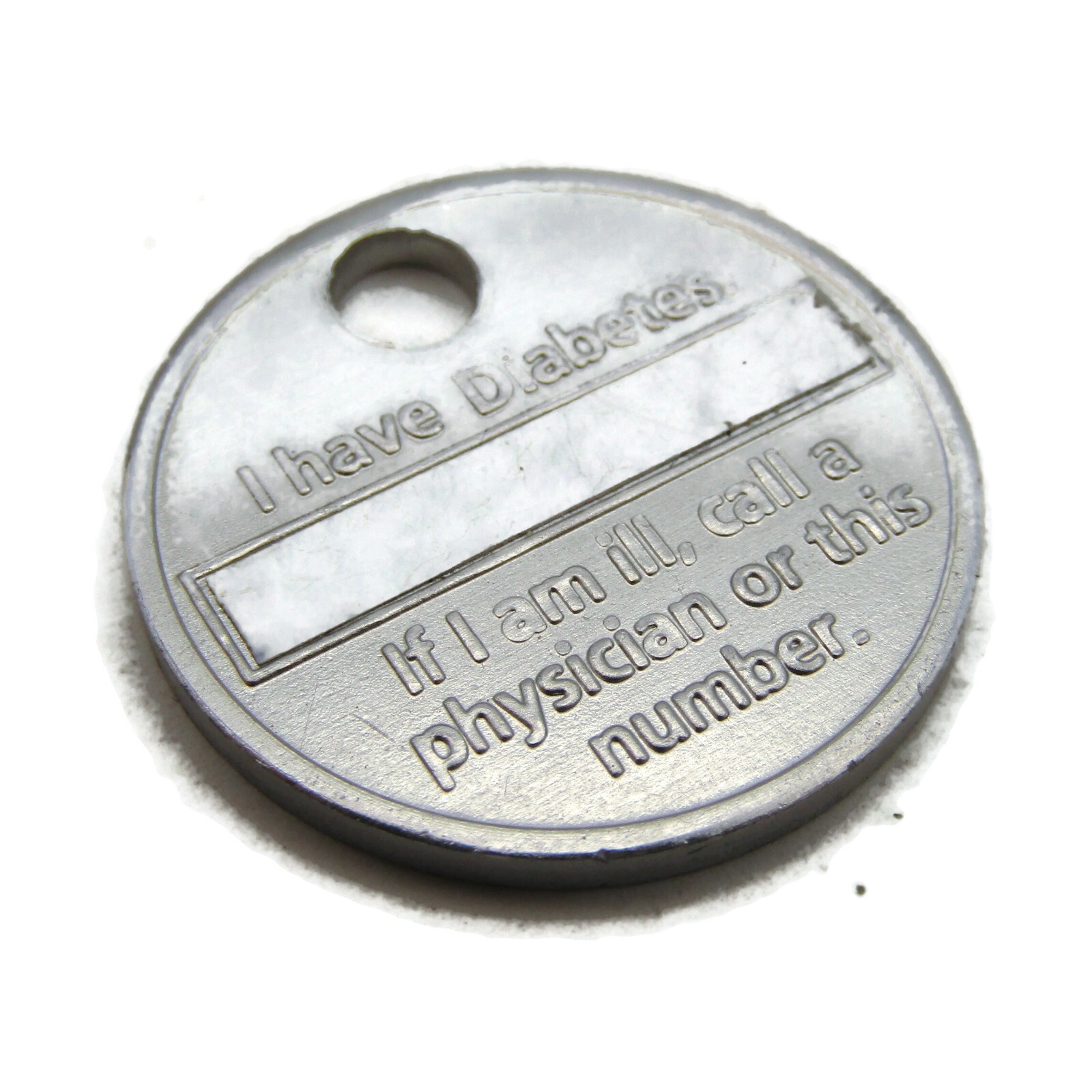 Vintage Eli Lilly Diabetes Care Medical Alert Charm Pendant Metal Medallion