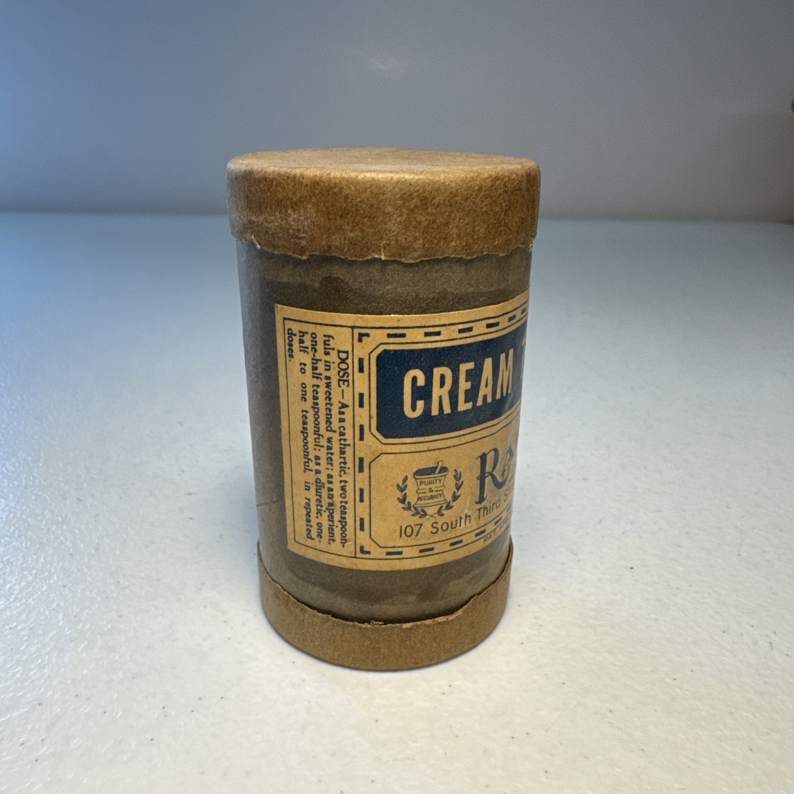 Vintage Rapp’s Pharmacy Easton, PA Cream Tarter Empty Medical Container