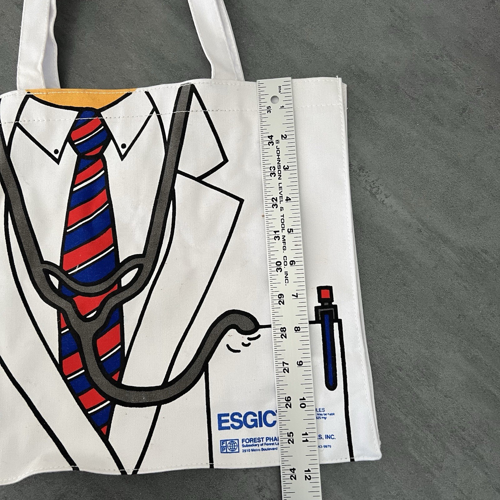 VTG Esgic Codene Capsule Medicine Pharmaceutical Swag Promo Ad Canvas Tote Bag