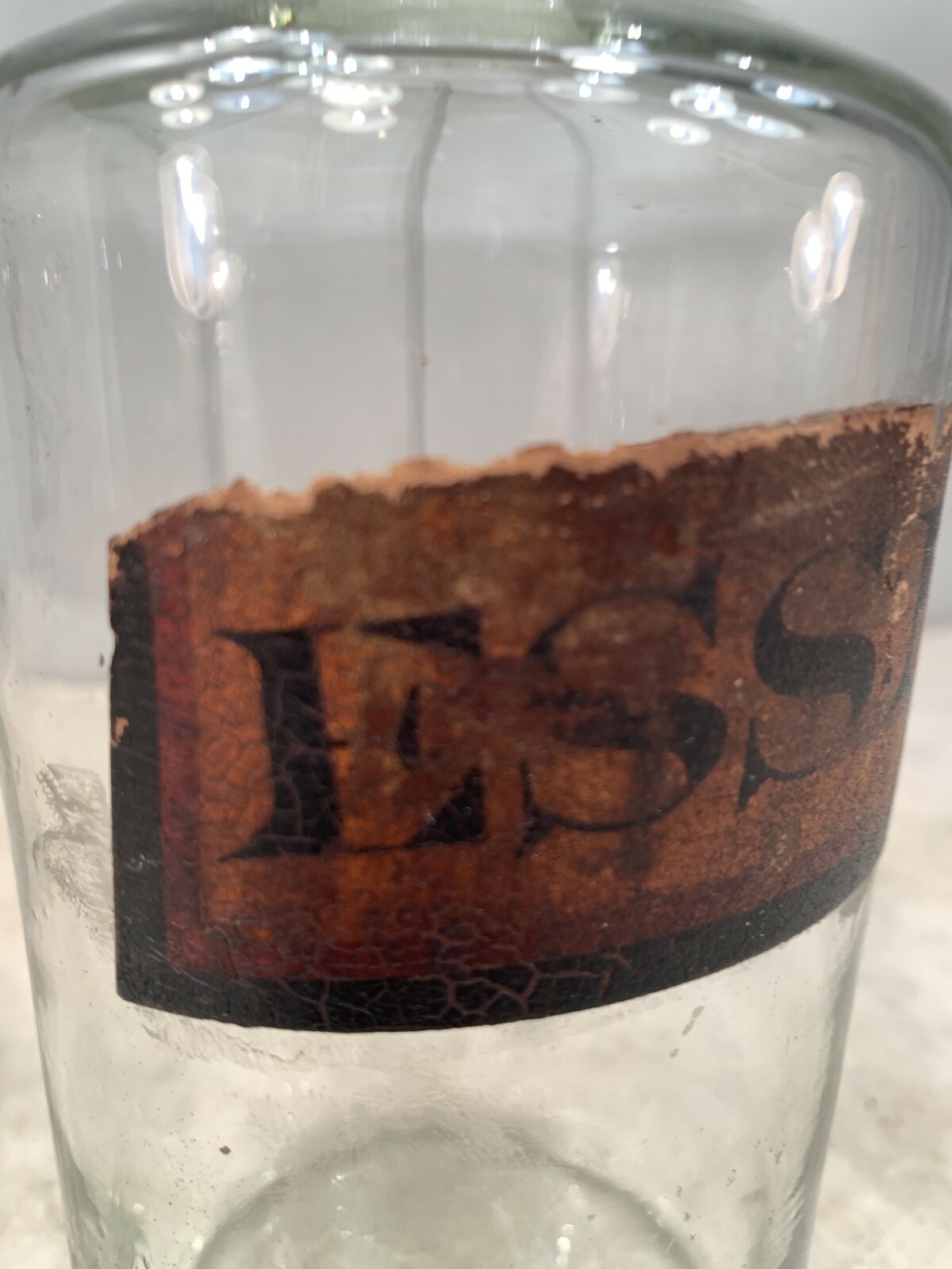 Antique scientific pharmacists jar with original label but no stopper